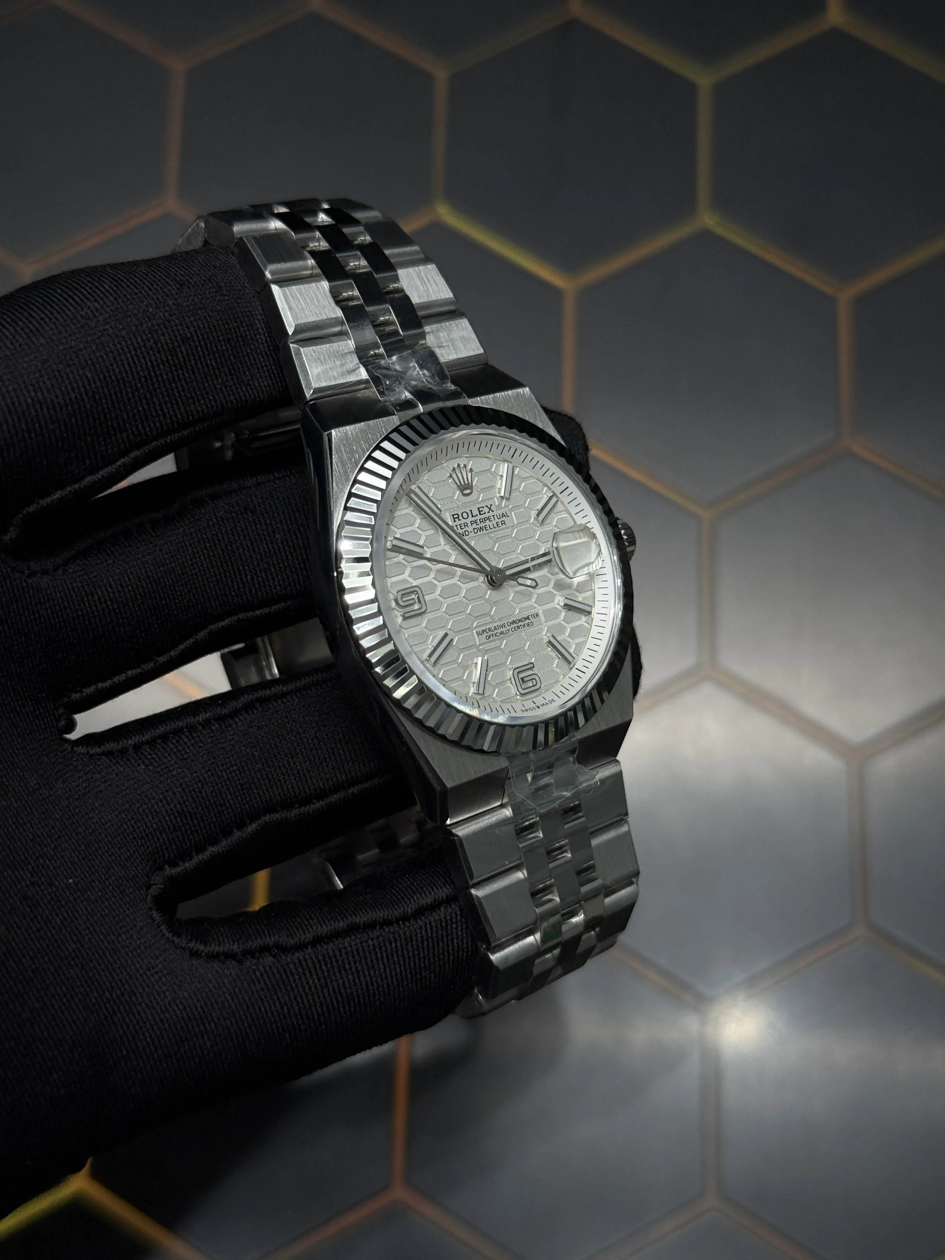 Rolex Land-Dweller-Style White Honeycomb Dial Watch D351019443 — view 3