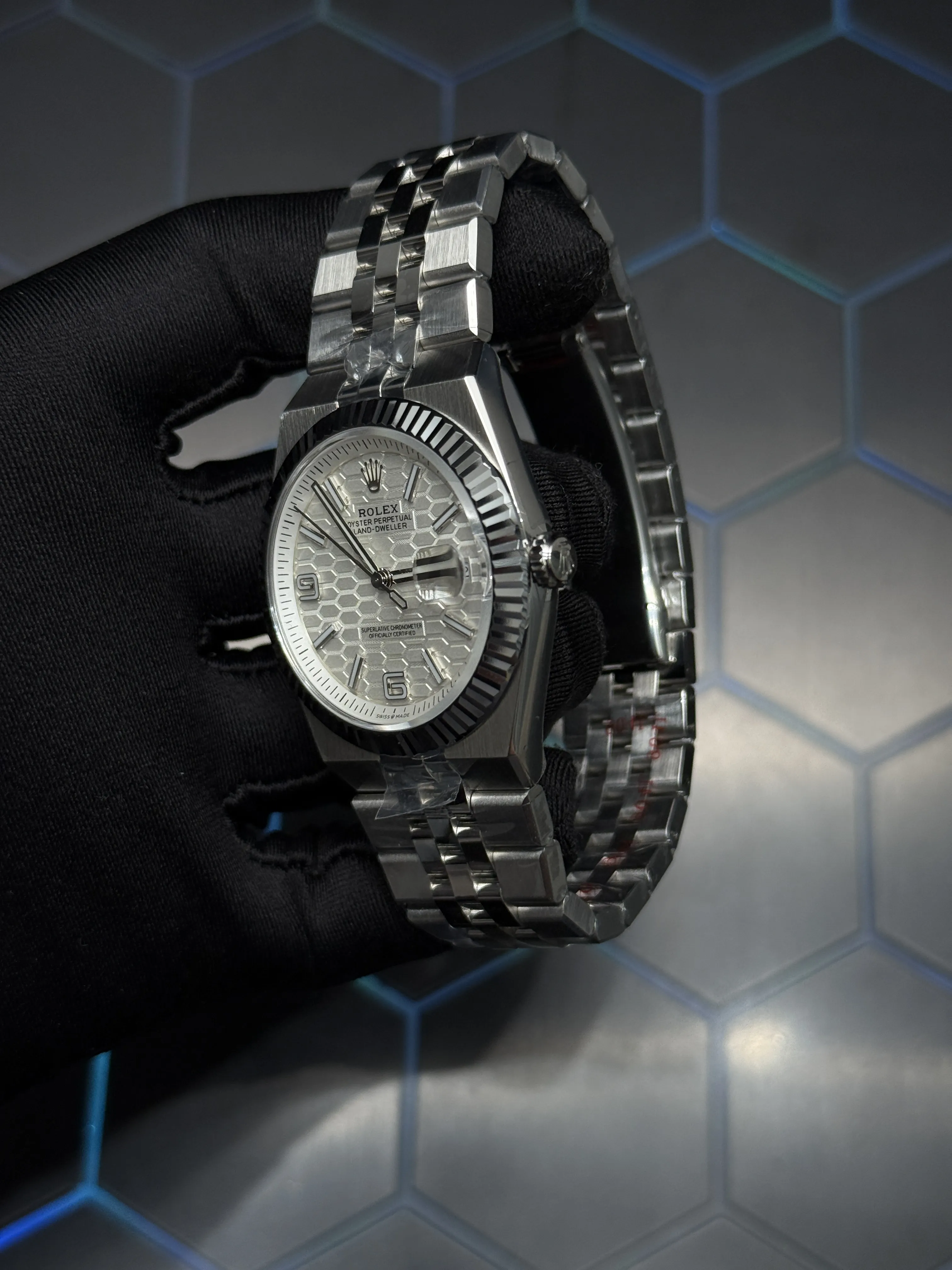 Rolex Land-Dweller-Style White Honeycomb Dial Watch D351019443 — view 4