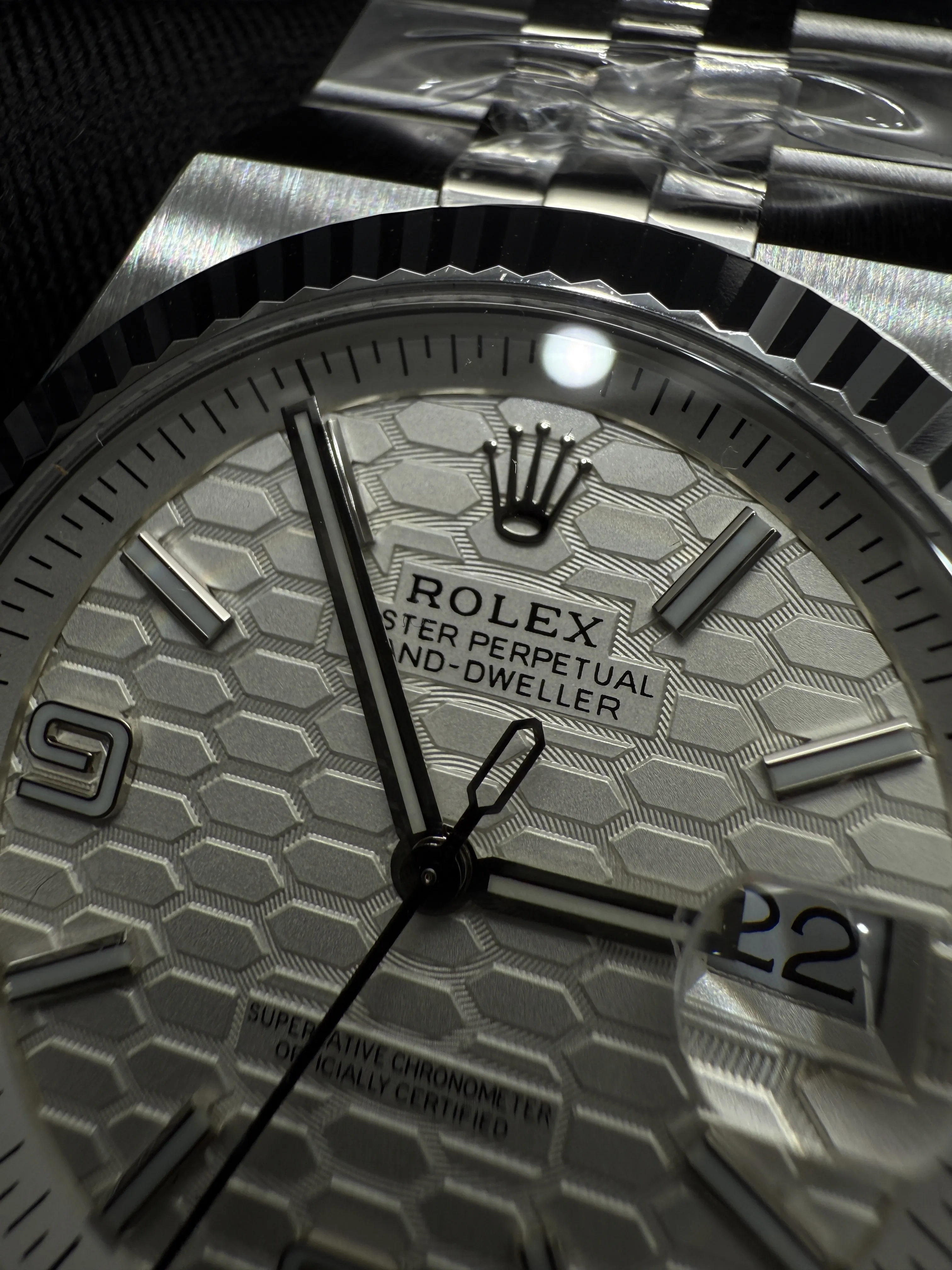 Rolex Land-Dweller-Style White Honeycomb Dial Watch D351019443 — view 9