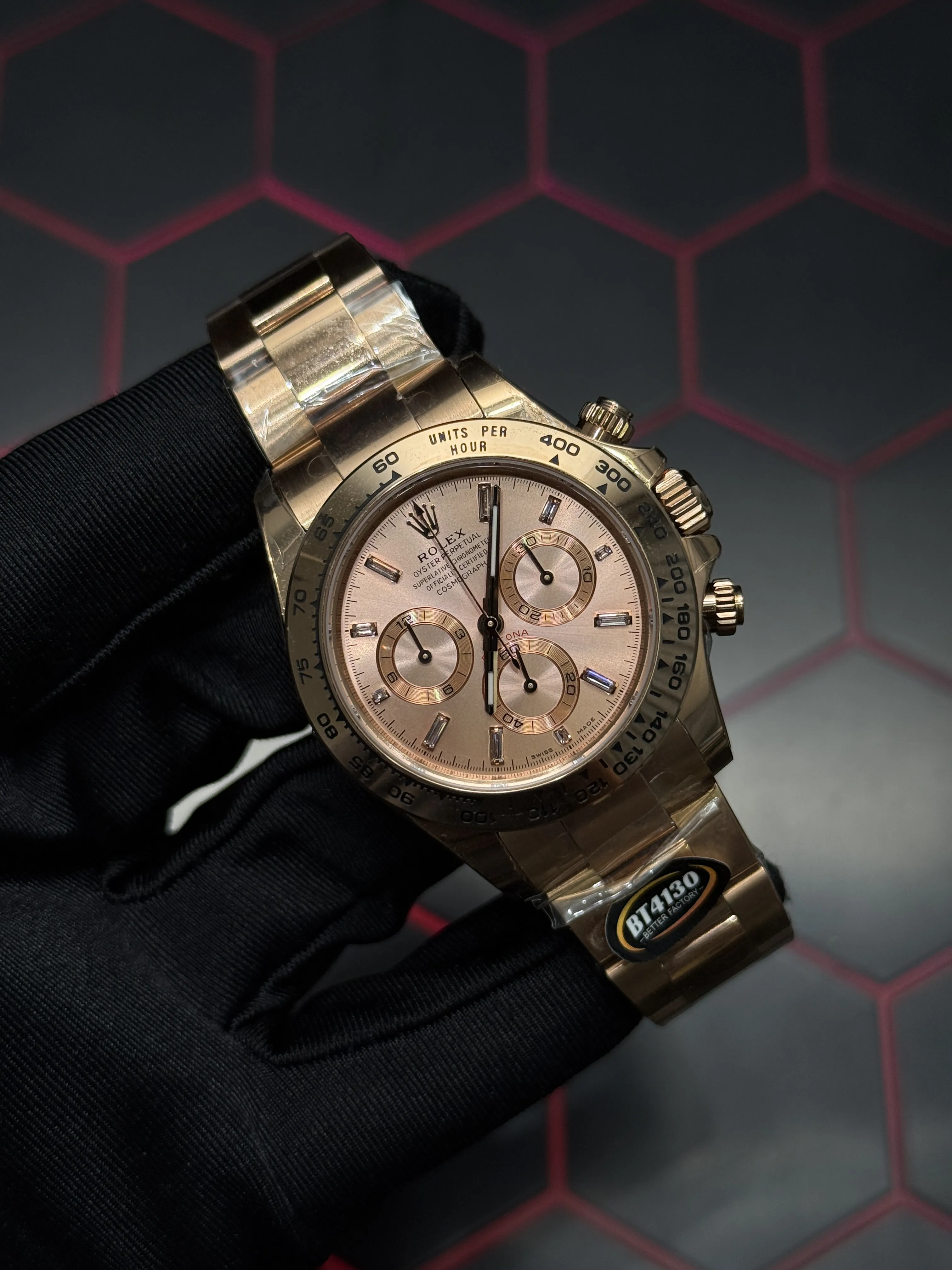 Rolex Daytona-Style Rose-Gold-Tone Champagne Baguette Dial Watch D594019447 — view 2