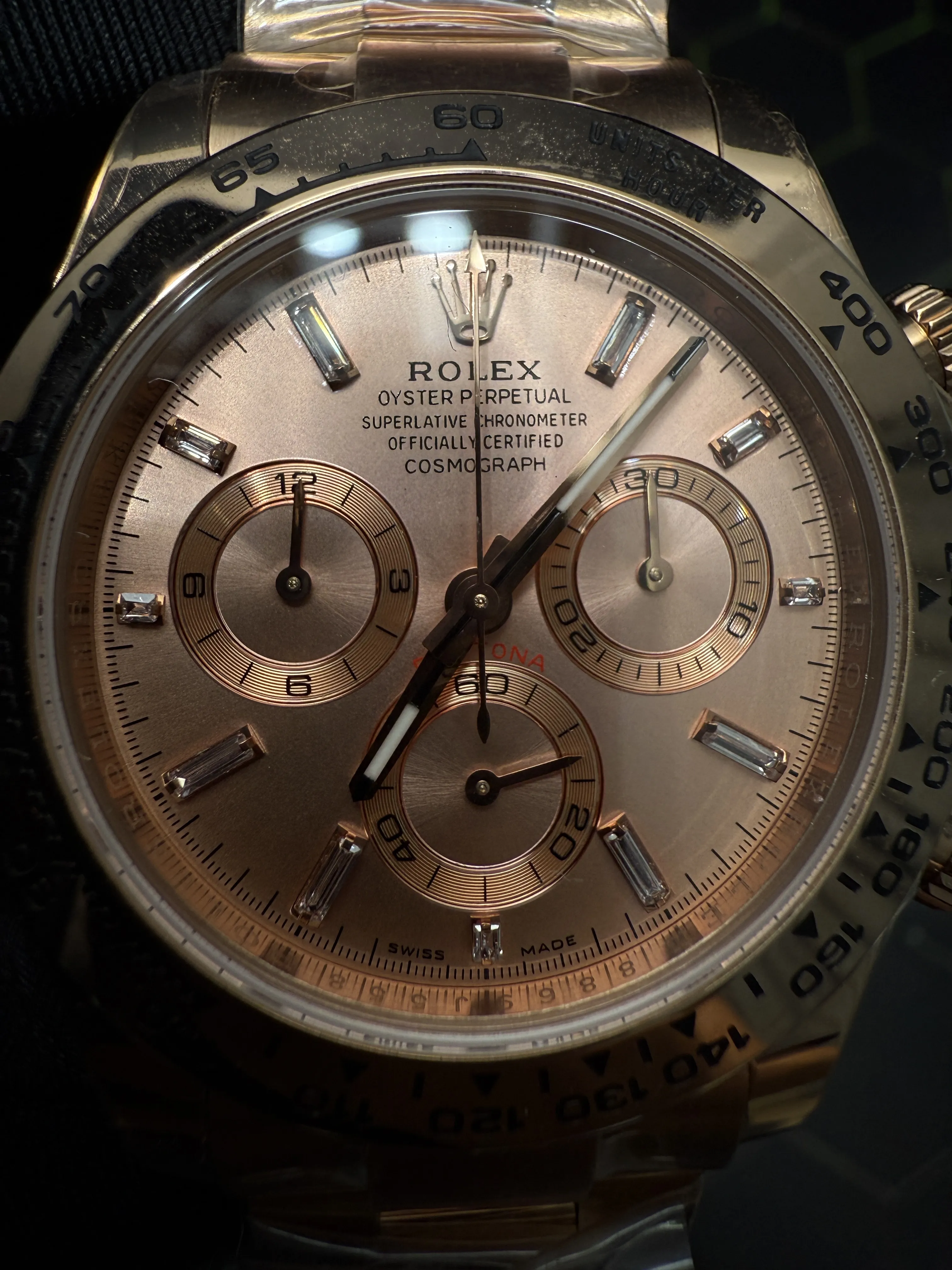 Rolex Daytona-Style Rose-Gold-Tone Champagne Baguette Dial Watch D594019447 — view 10