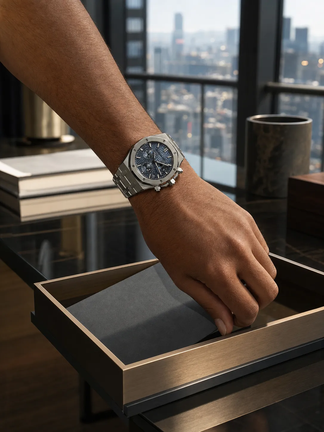 Audemars Piguet Royal Oak Chronograph-Style Silver Blue Dial Watch D472519449