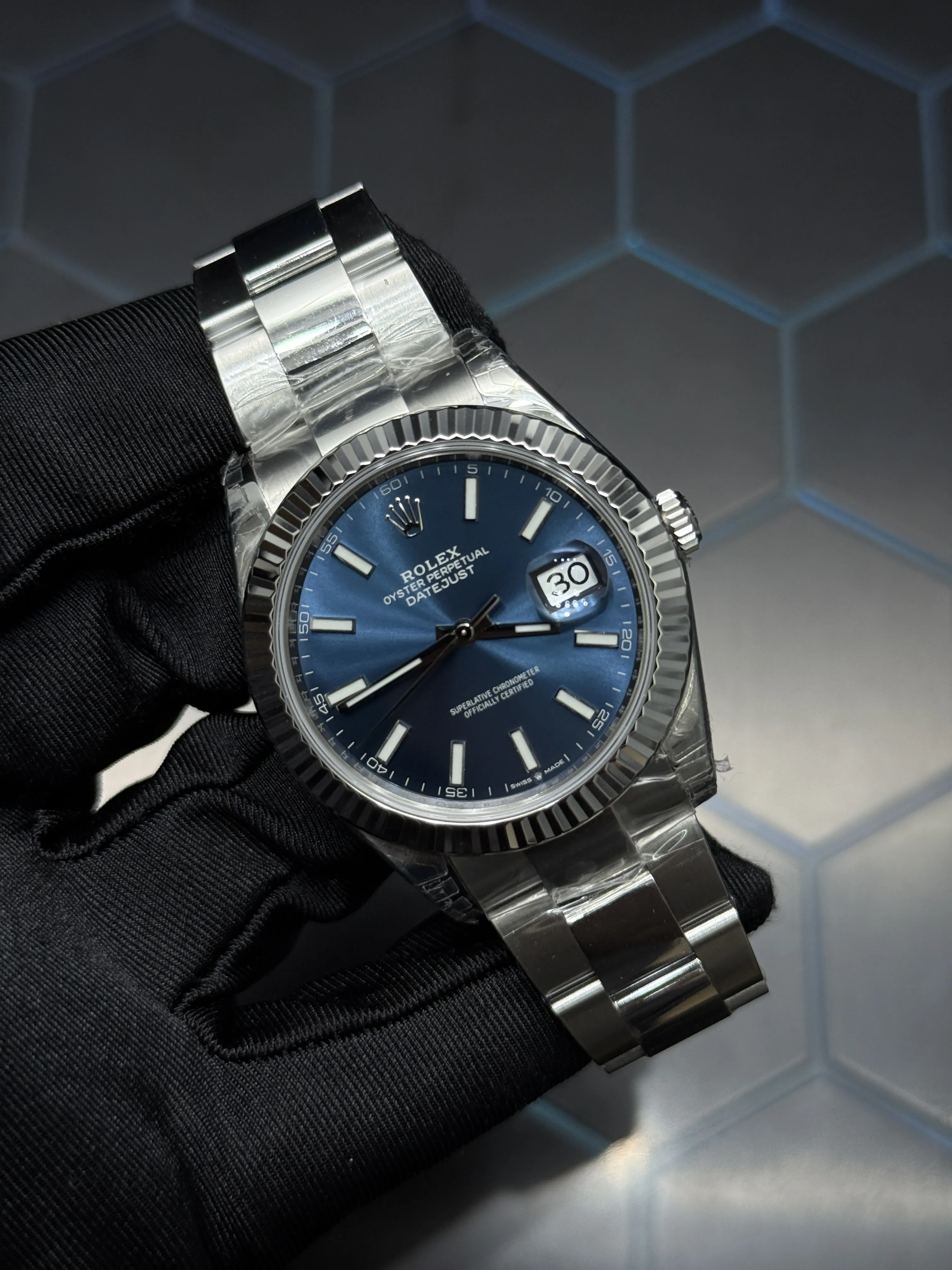 Rolex Datejust 41-Style Silver Blue Dial Oyster Watch D391519451 — view 2