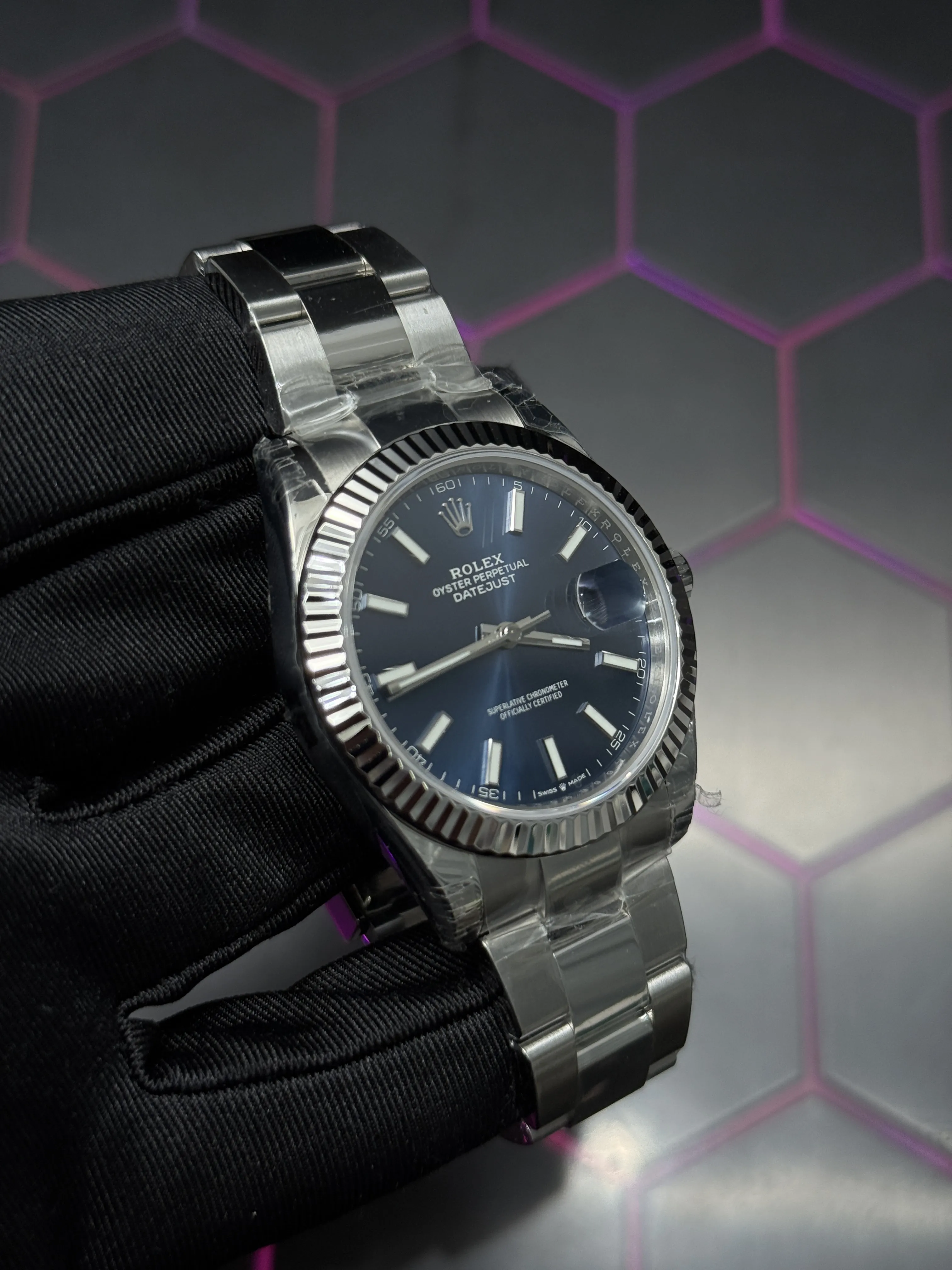 Rolex Datejust 41-Style Silver Blue Dial Oyster Watch D391519451 — view 3