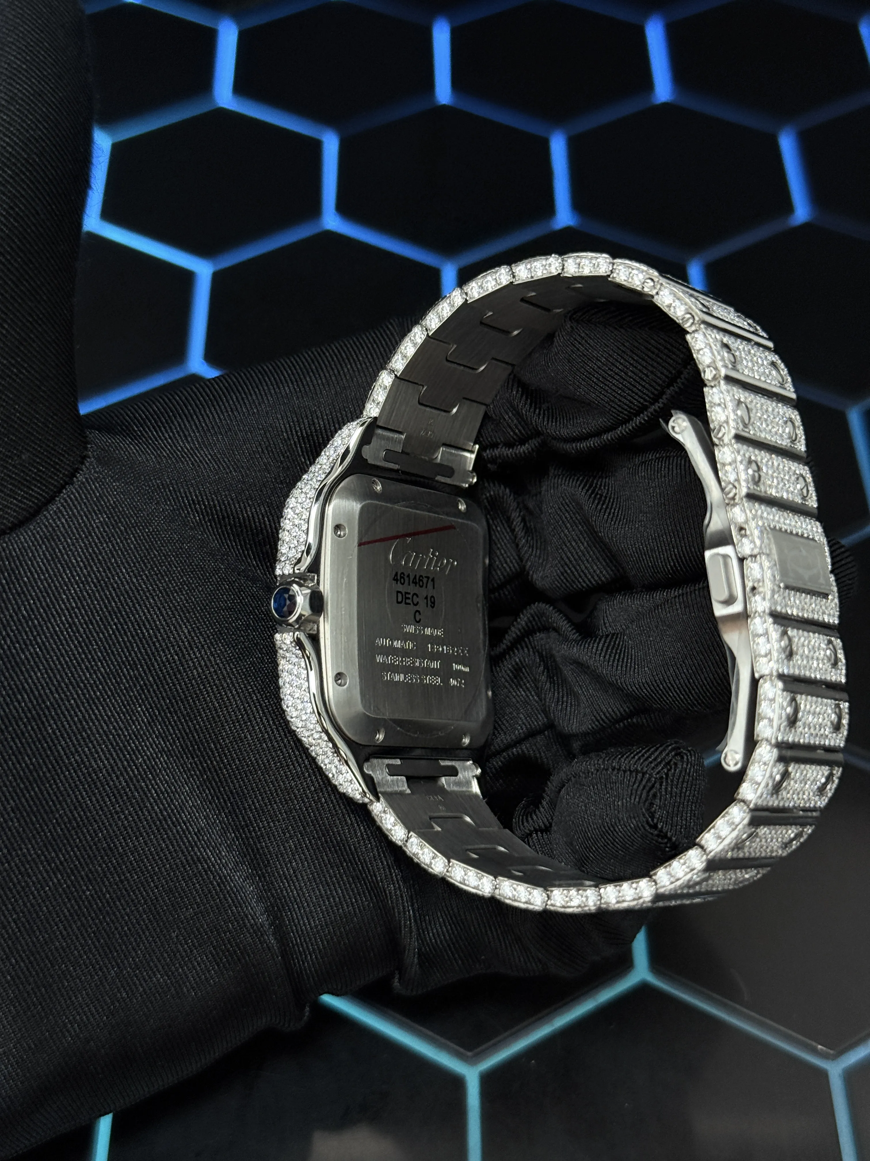 Cartier Santos-Style Iced-Out Pavé Roman Dial Watch D1147519452 — view 6