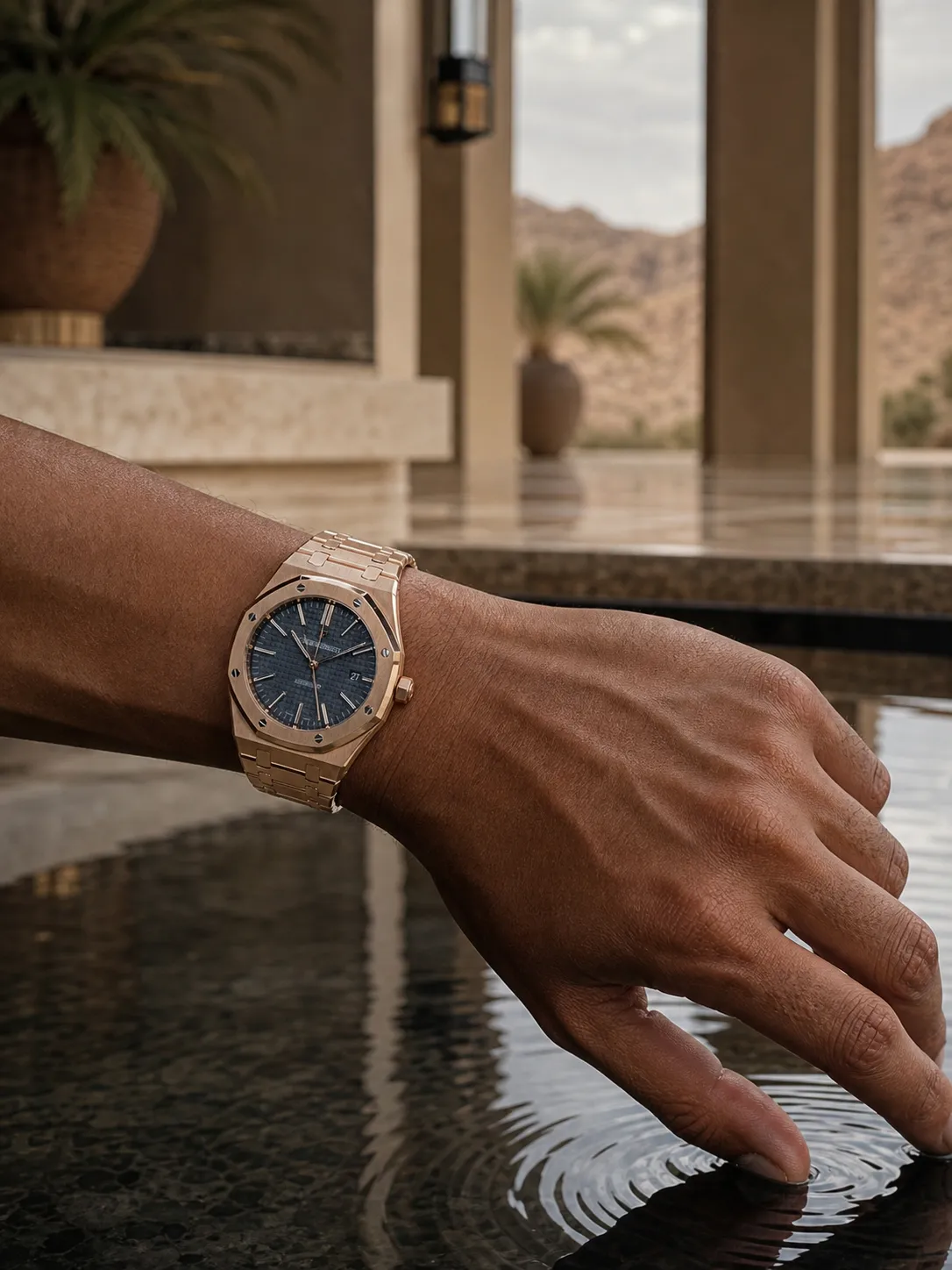 Audemars Piguet Royal Oak-Style Rose-Gold-Tone Blue Dial Watch D459019453