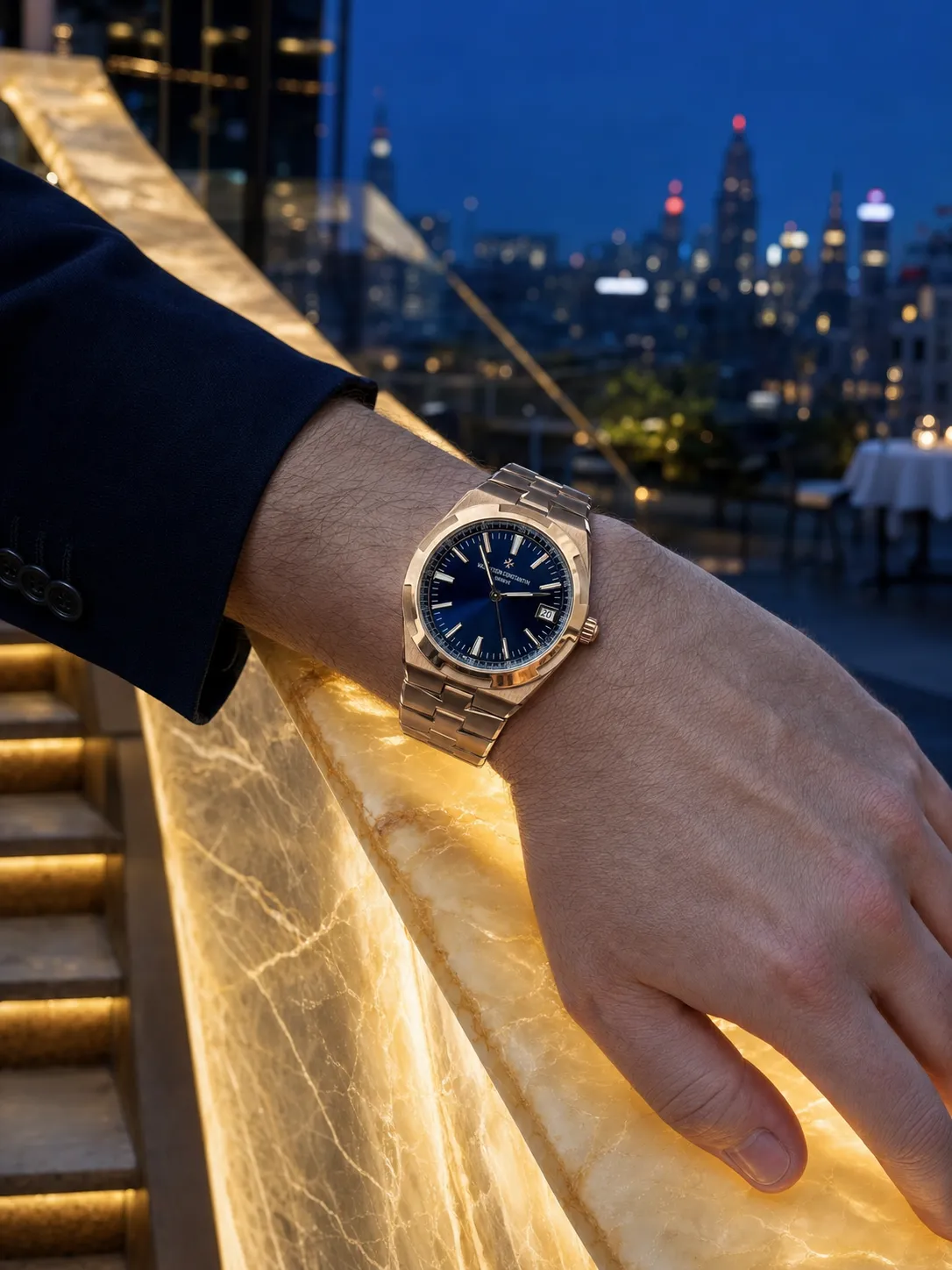 Vacheron Constantin Overseas-Style Rose-Gold-Tone Blue Dial Watch D384819455