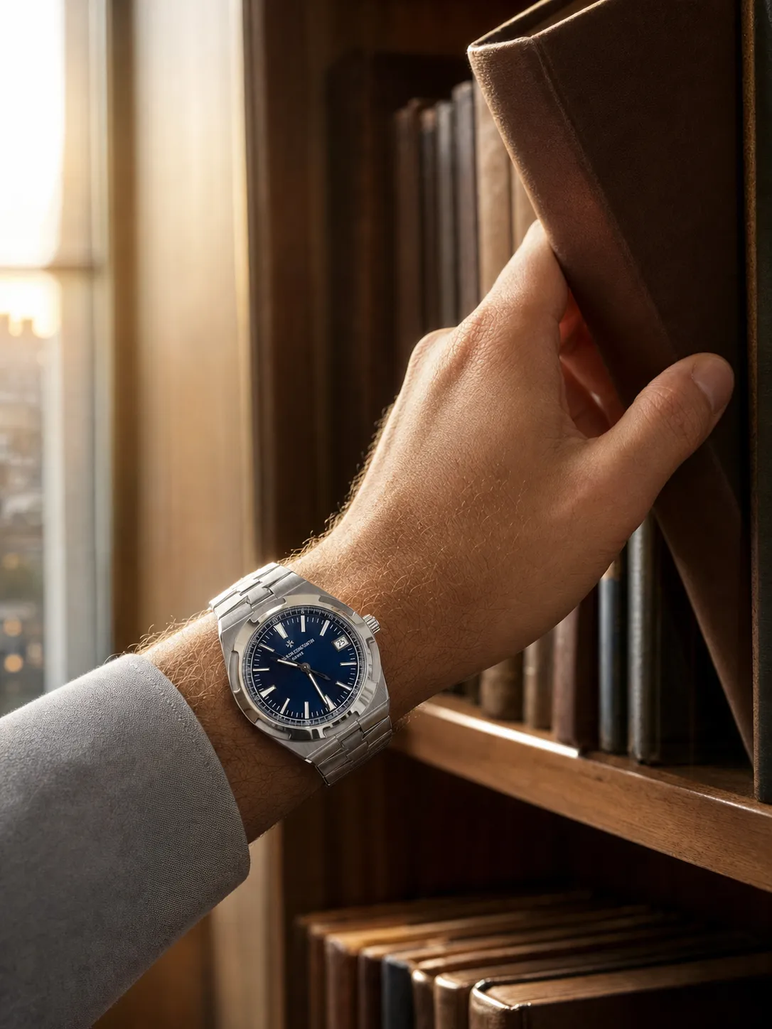 Vacheron Constantin Overseas-Style Silver Blue Dial Integrated Watch D371319456
