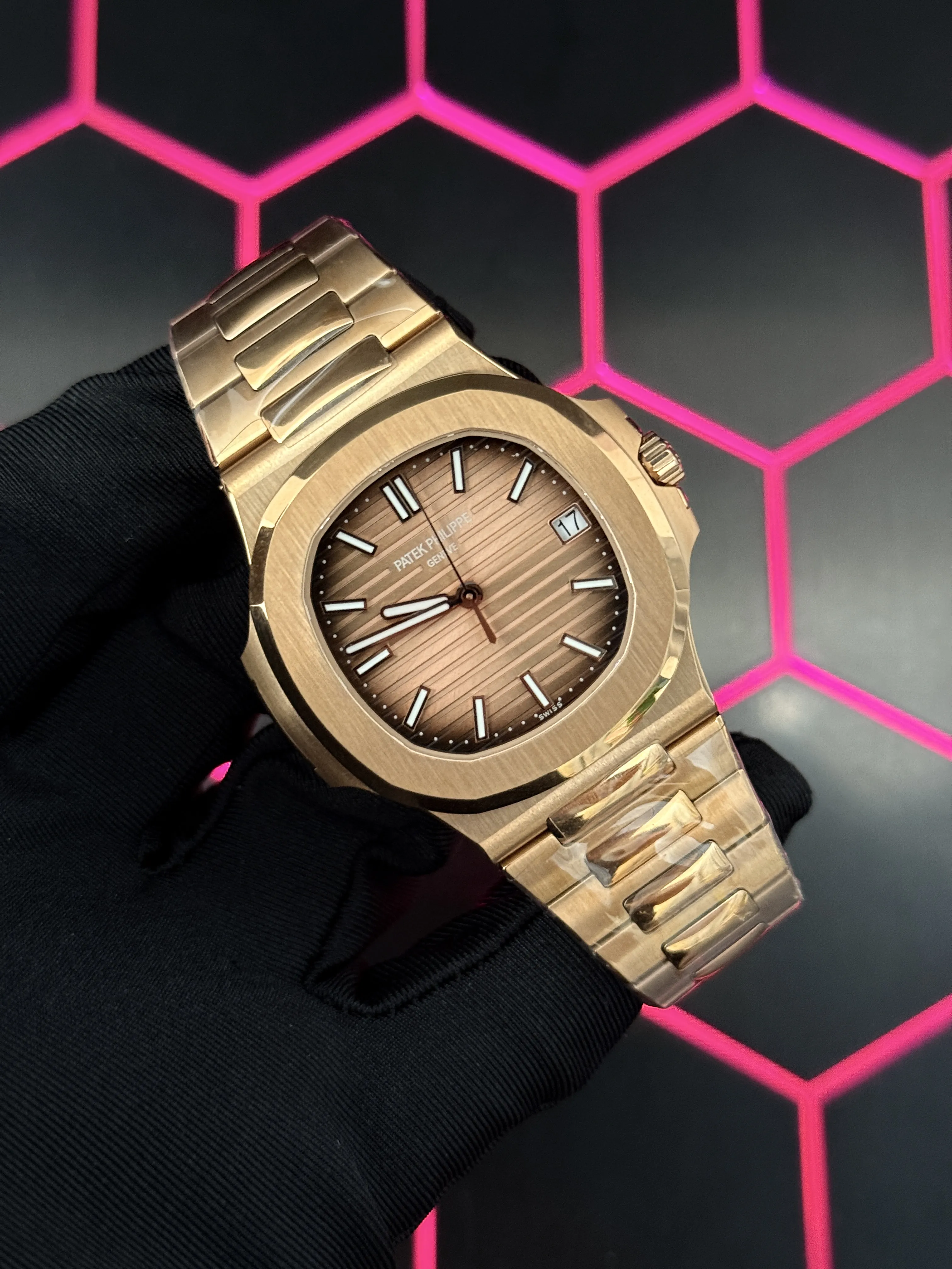Patek Philippe Nautilus-Style Rose-Gold-Tone Brown Dial Watch D459019457 — view 2