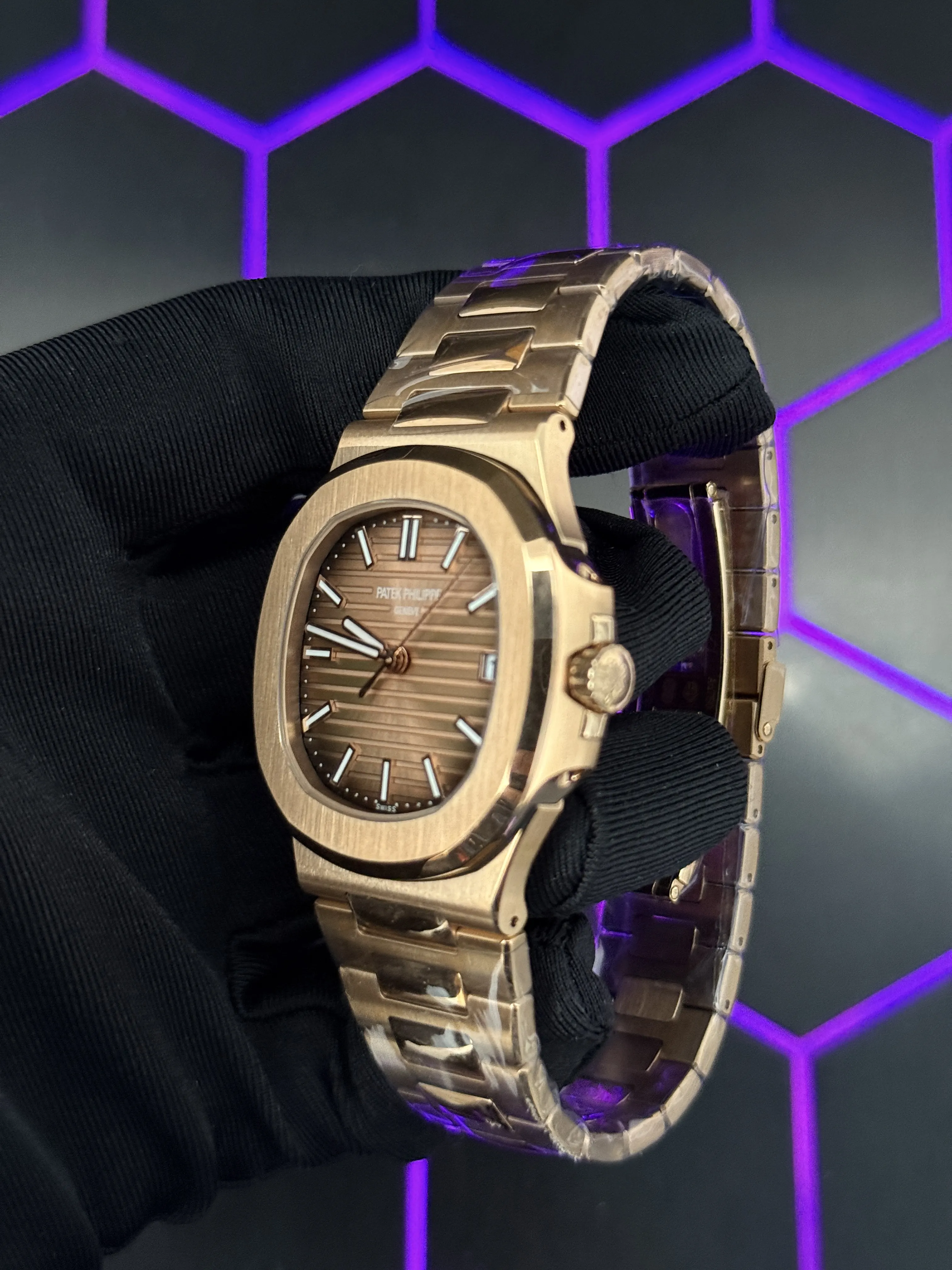 Patek Philippe Nautilus-Style Rose-Gold-Tone Brown Dial Watch D459019457 — view 4