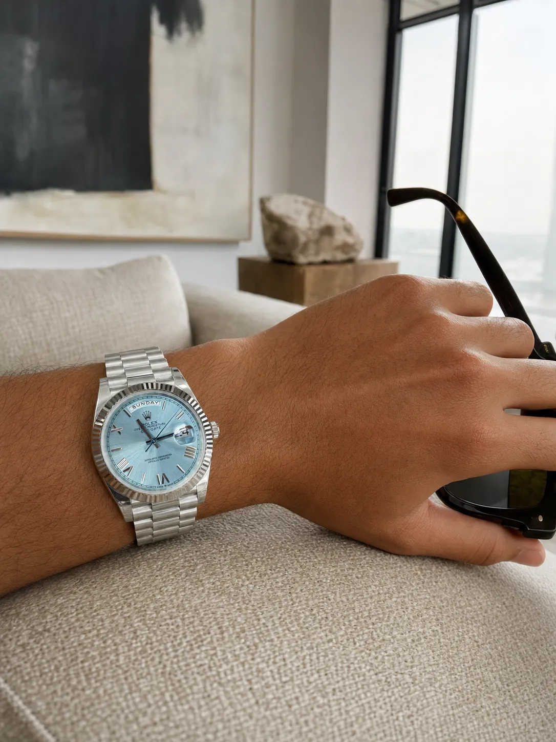 Rolex Day-Date 40-Style Ice-Blue Roman Dial Watch D391519458