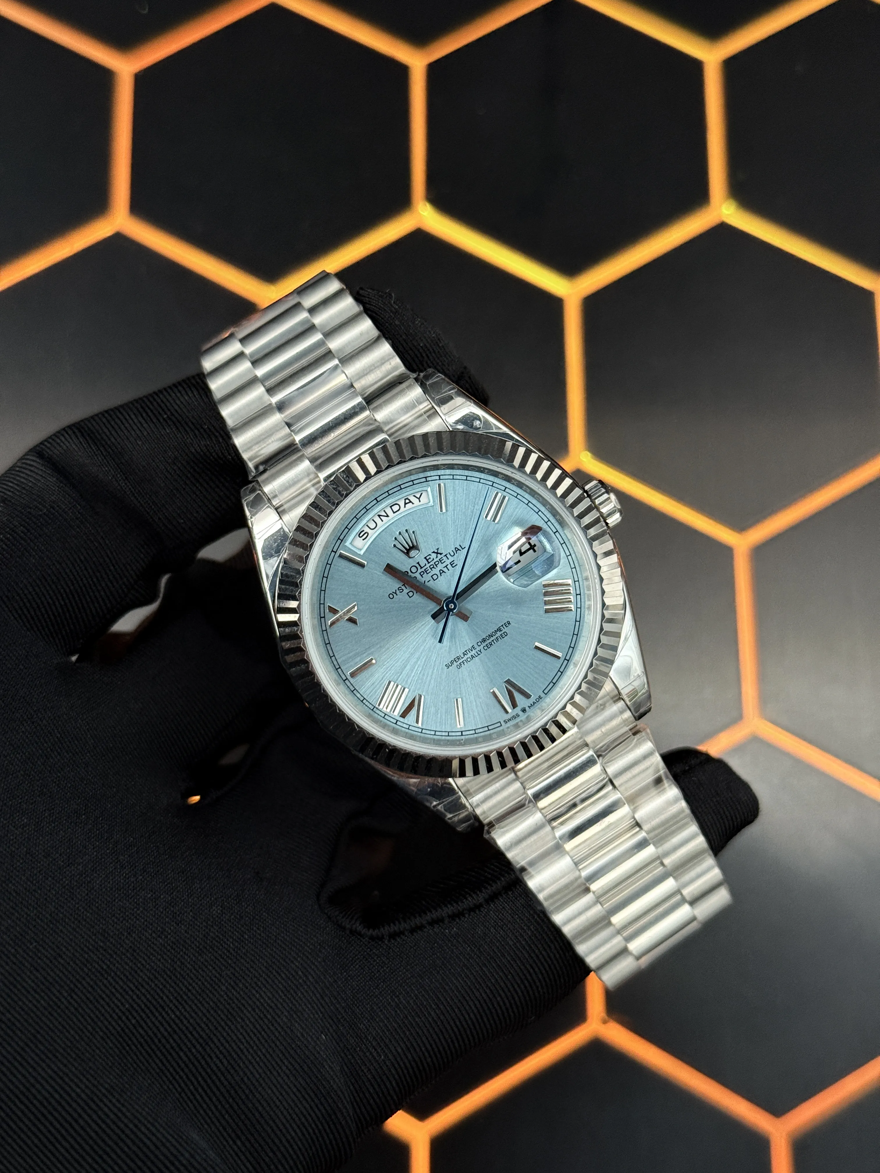 Rolex Day-Date 40-Style Ice-Blue Roman Dial Watch D391519458 — view 2