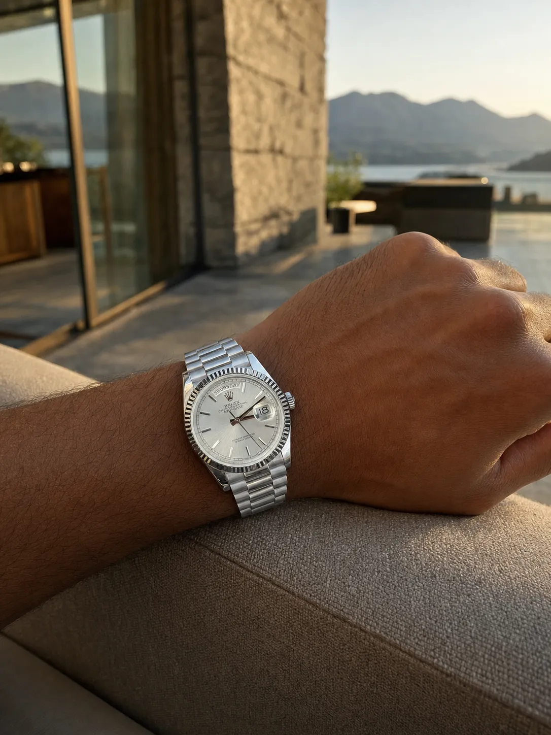 Rolex Day-Date 40-Style Silver Dial Watch D459019460