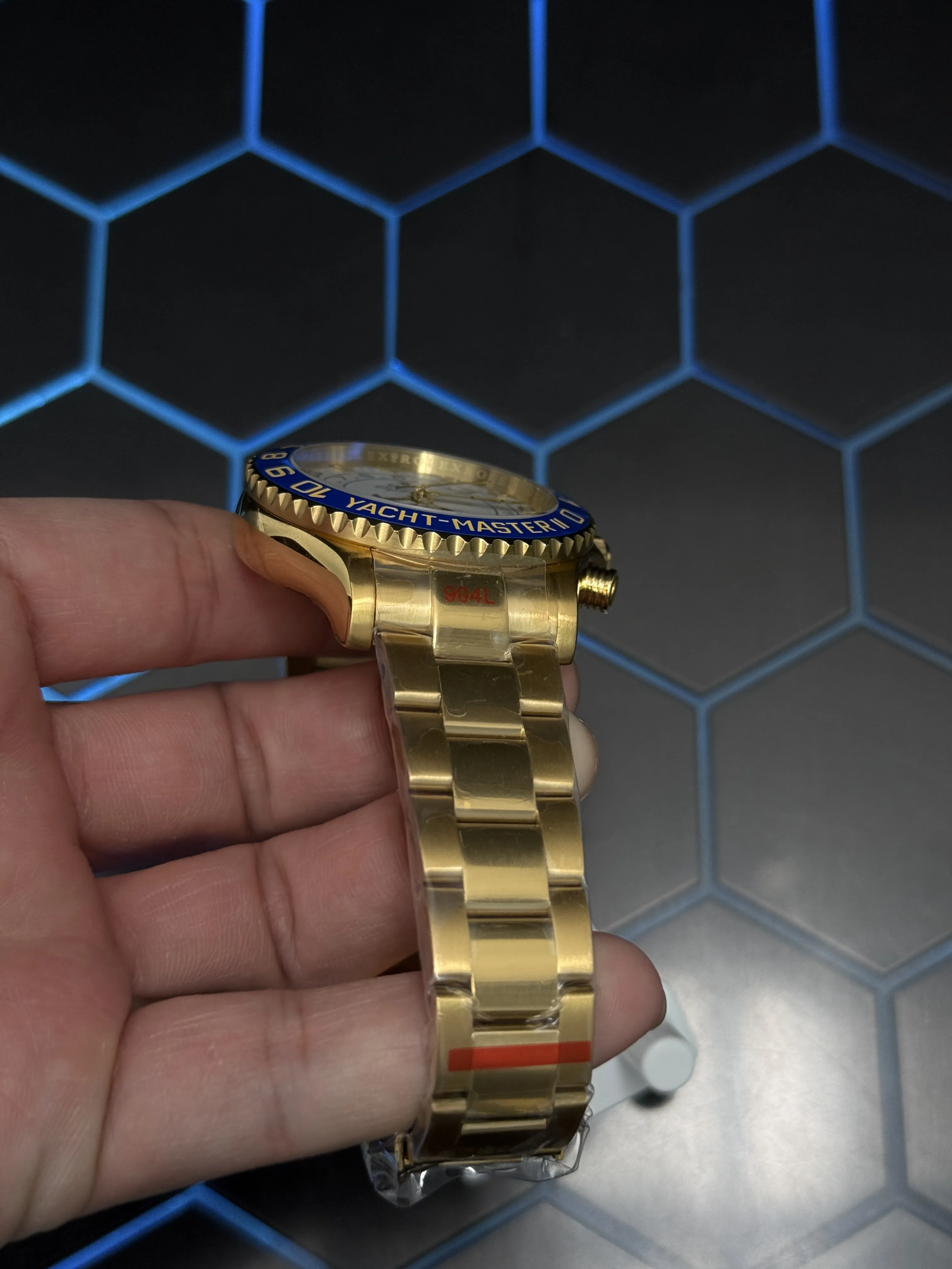Rolex Yacht-Master II-Style Gold-Tone Blue Bezel Watch D371319463 — view 7