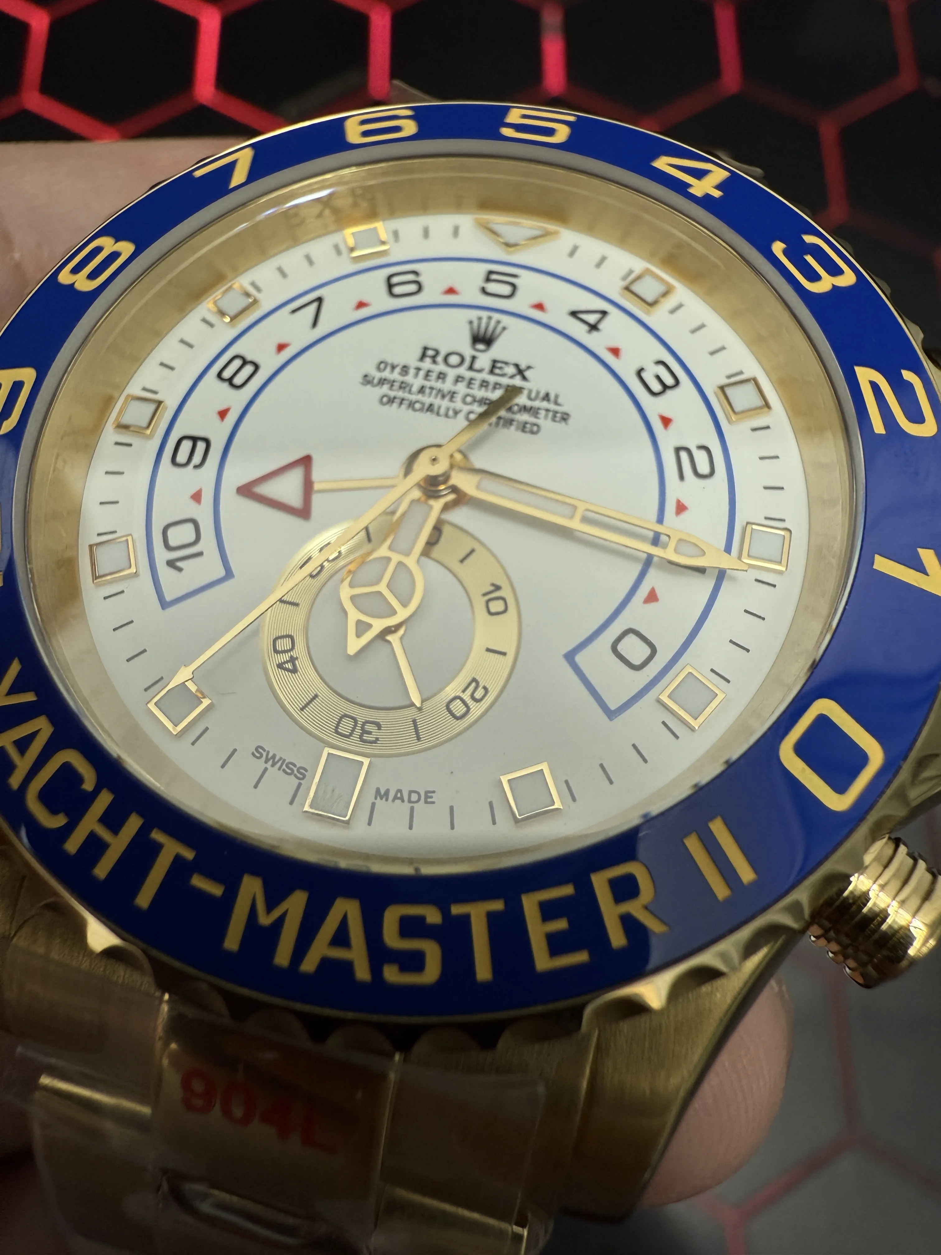 Rolex Yacht-Master II-Style Gold-Tone Blue Bezel Watch D371319463 — view 9