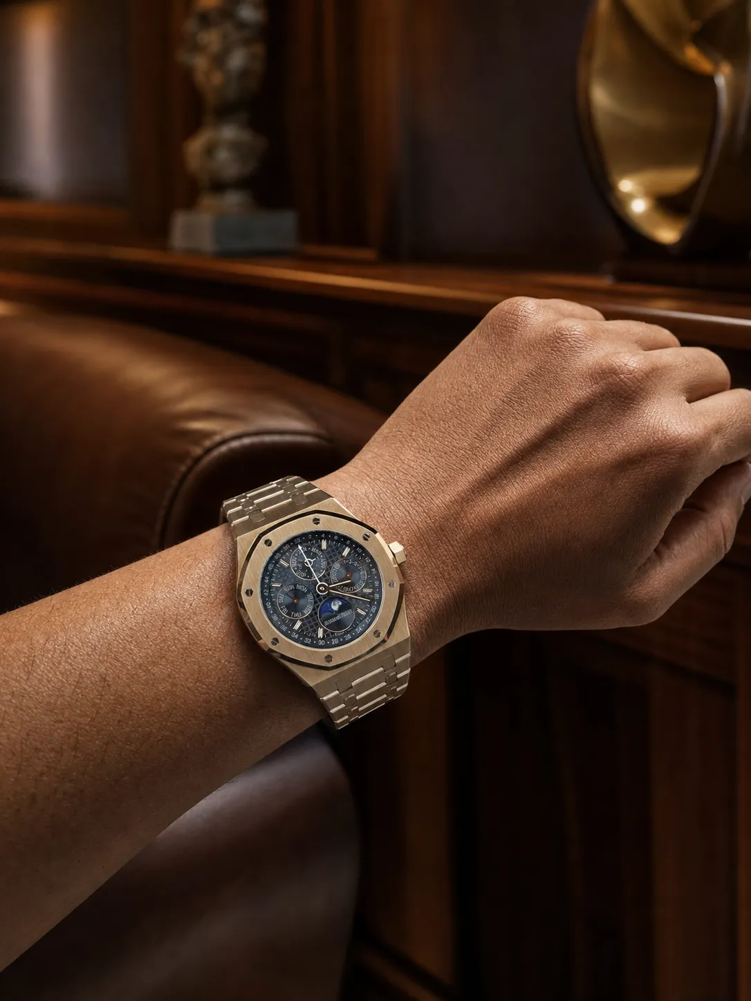 AP Royal Oak Perpetual Calendar-Style Rose-Gold-Tone Blue Dial Watch D472519464