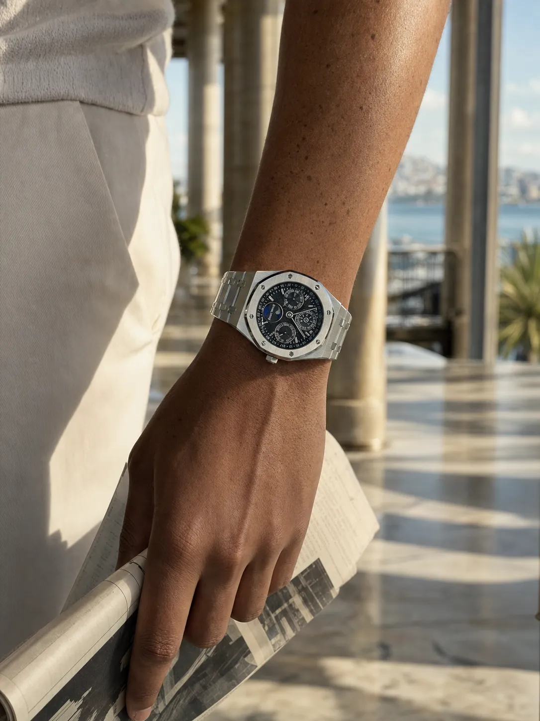 AP Royal Oak Perpetual Calendar-Style Silver-Tone Black Dial Watch D472519466