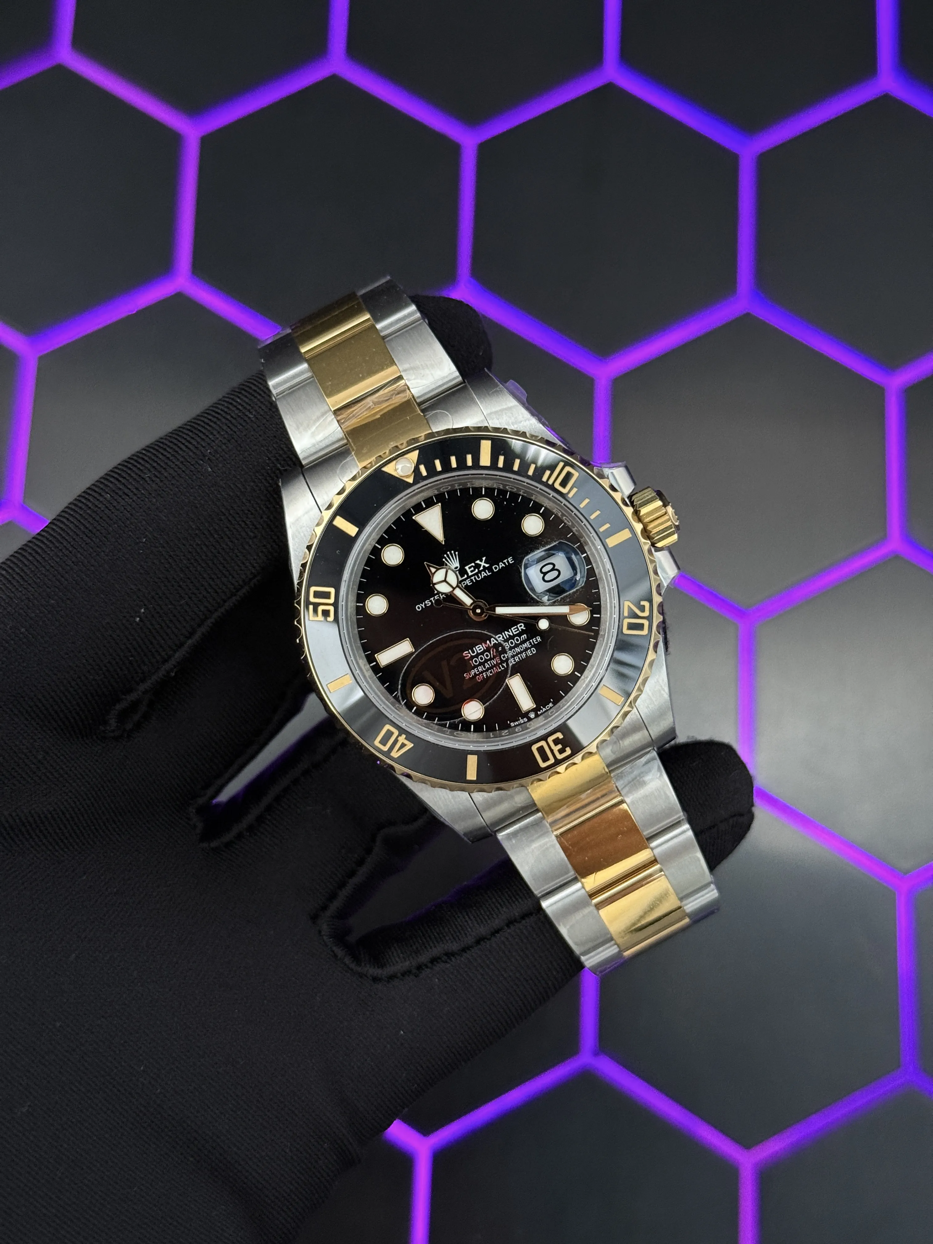 Rolex Submariner-Style Two-Tone Black Dial Dive Watch D438819467 — view 2