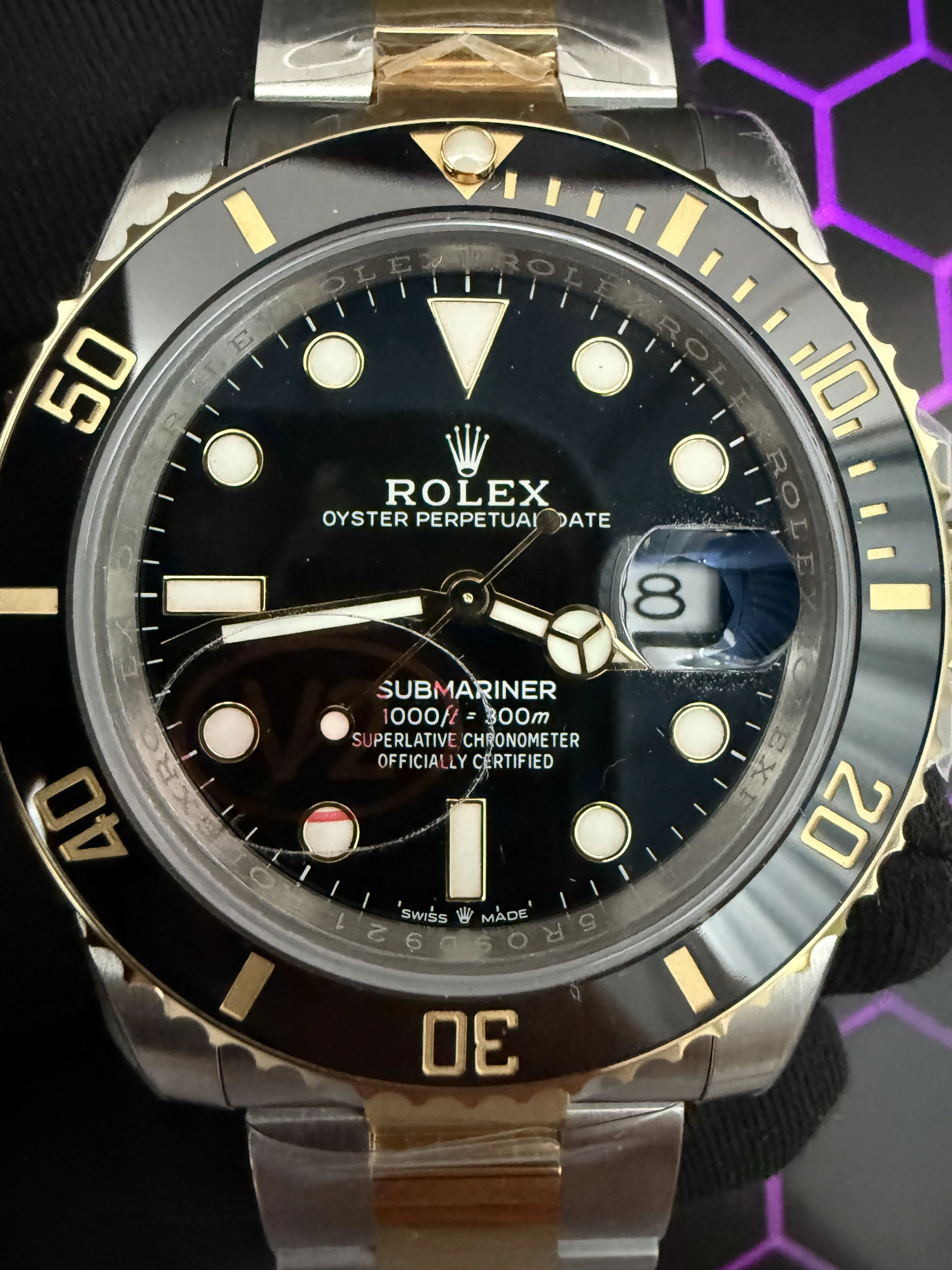 Rolex Submariner-Style Two-Tone Black Dial Dive Watch D438819467 — view 12