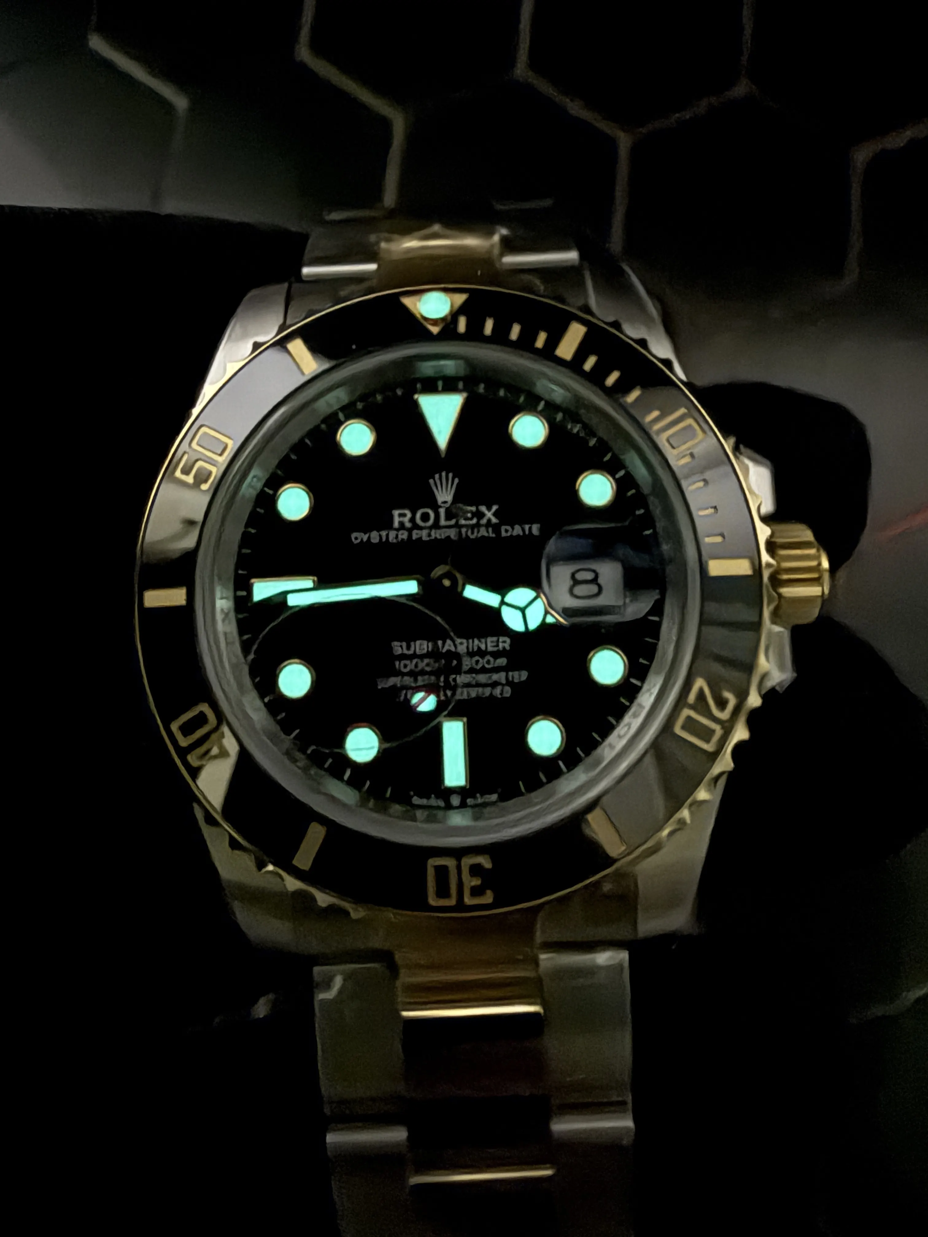 Rolex Submariner-Style Two-Tone Black Dial Dive Watch D438819467 — view 13