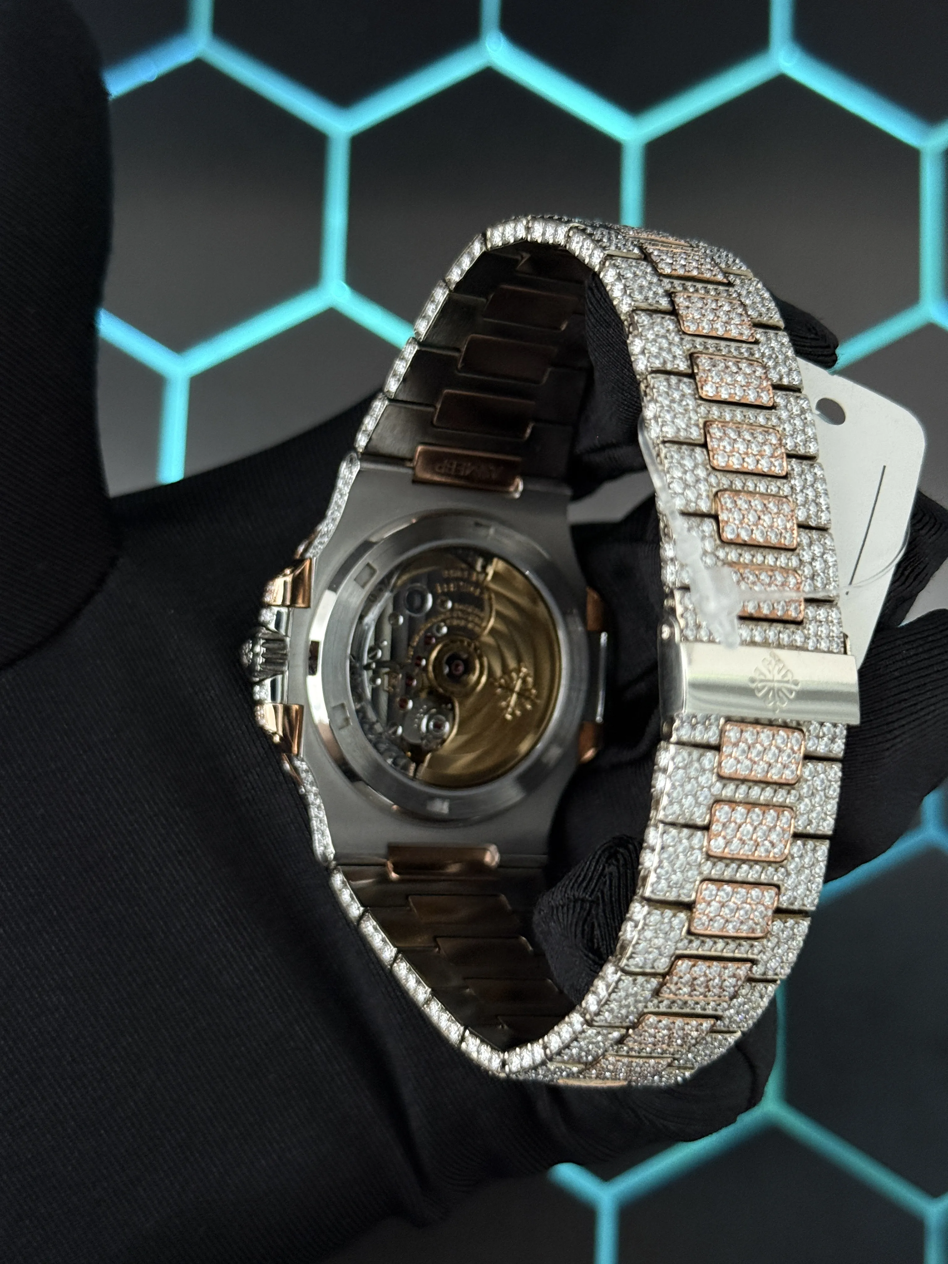 Patek Philippe Nautilus-Style Two-Tone Iced-Out Baguette Dial Watch D1215019469 — view 7