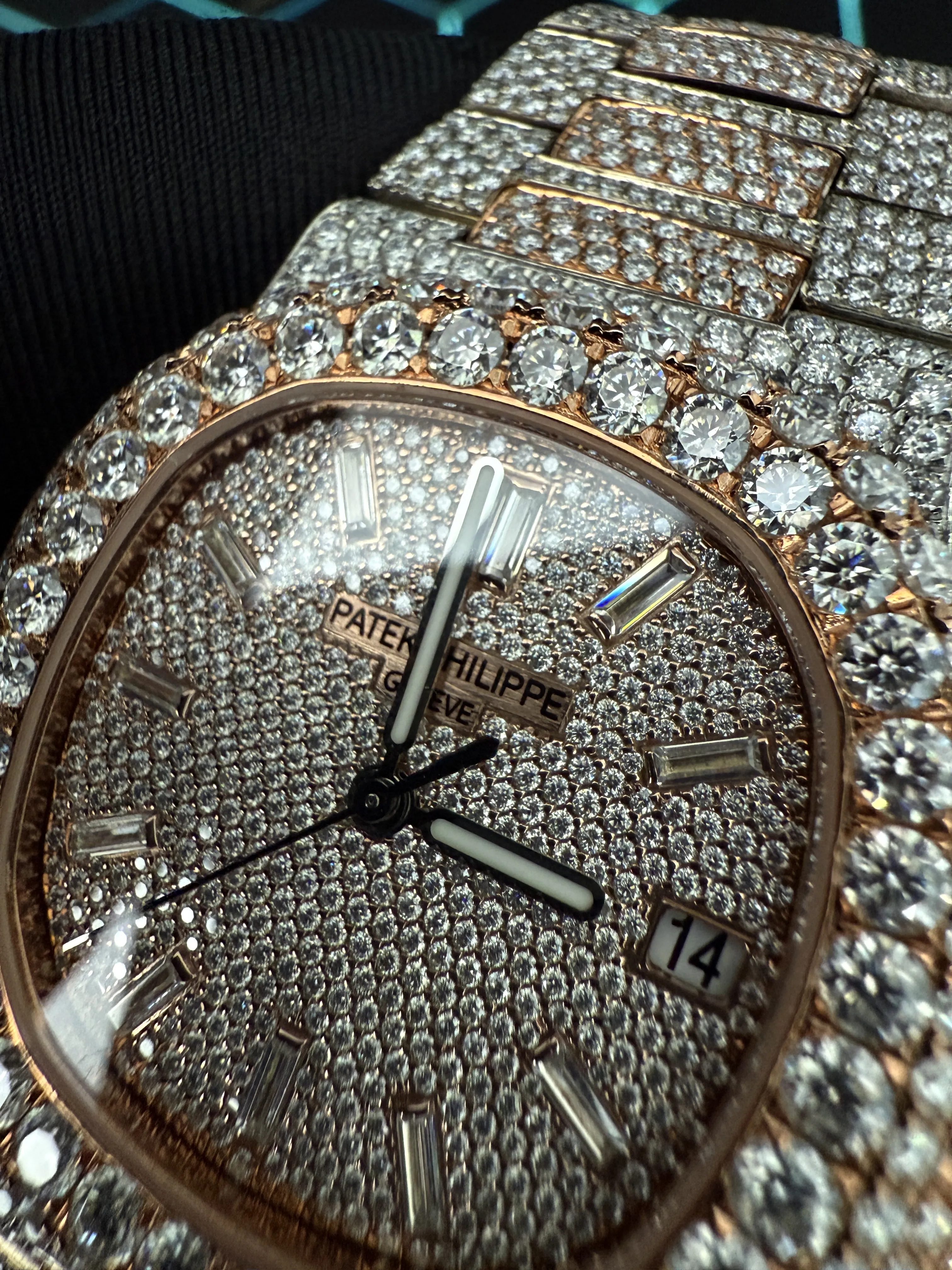 Patek Philippe Nautilus-Style Two-Tone Iced-Out Baguette Dial Watch D1215019469 — view 10