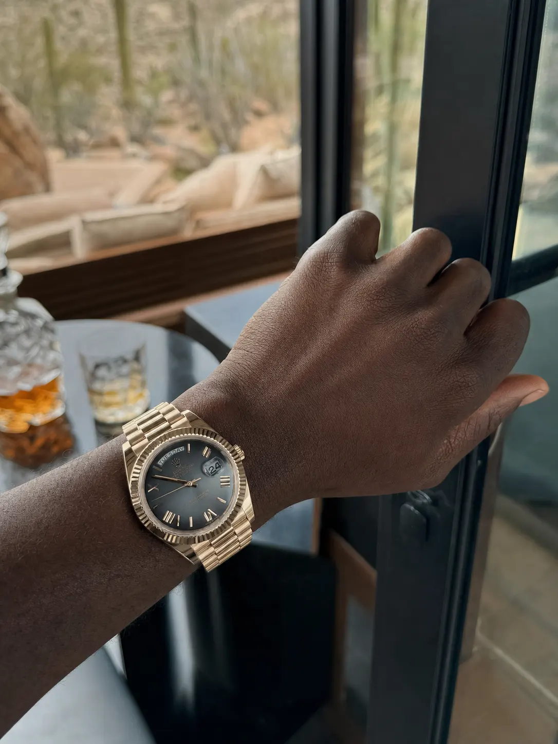 Rolex Day-Date 40-Style Rose-Gold-Tone Slate Roman Dial Watch D438819471