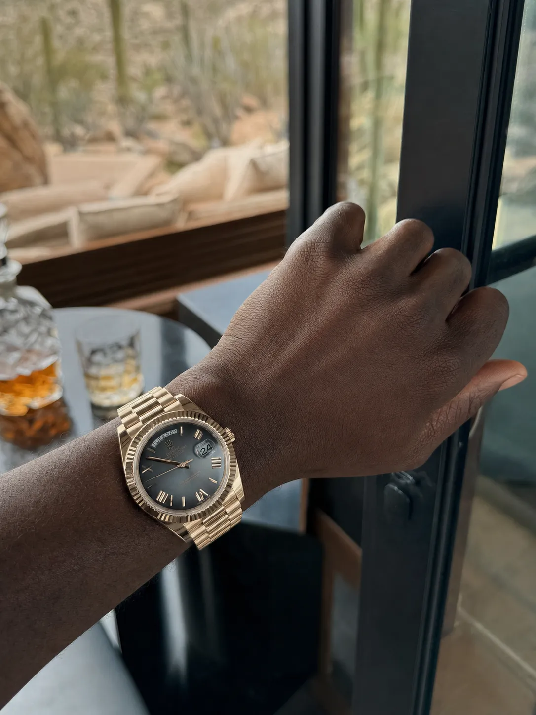 Rolex Day-Date 40-Style Rose-Gold-Tone Slate Roman Dial Watch D438819471