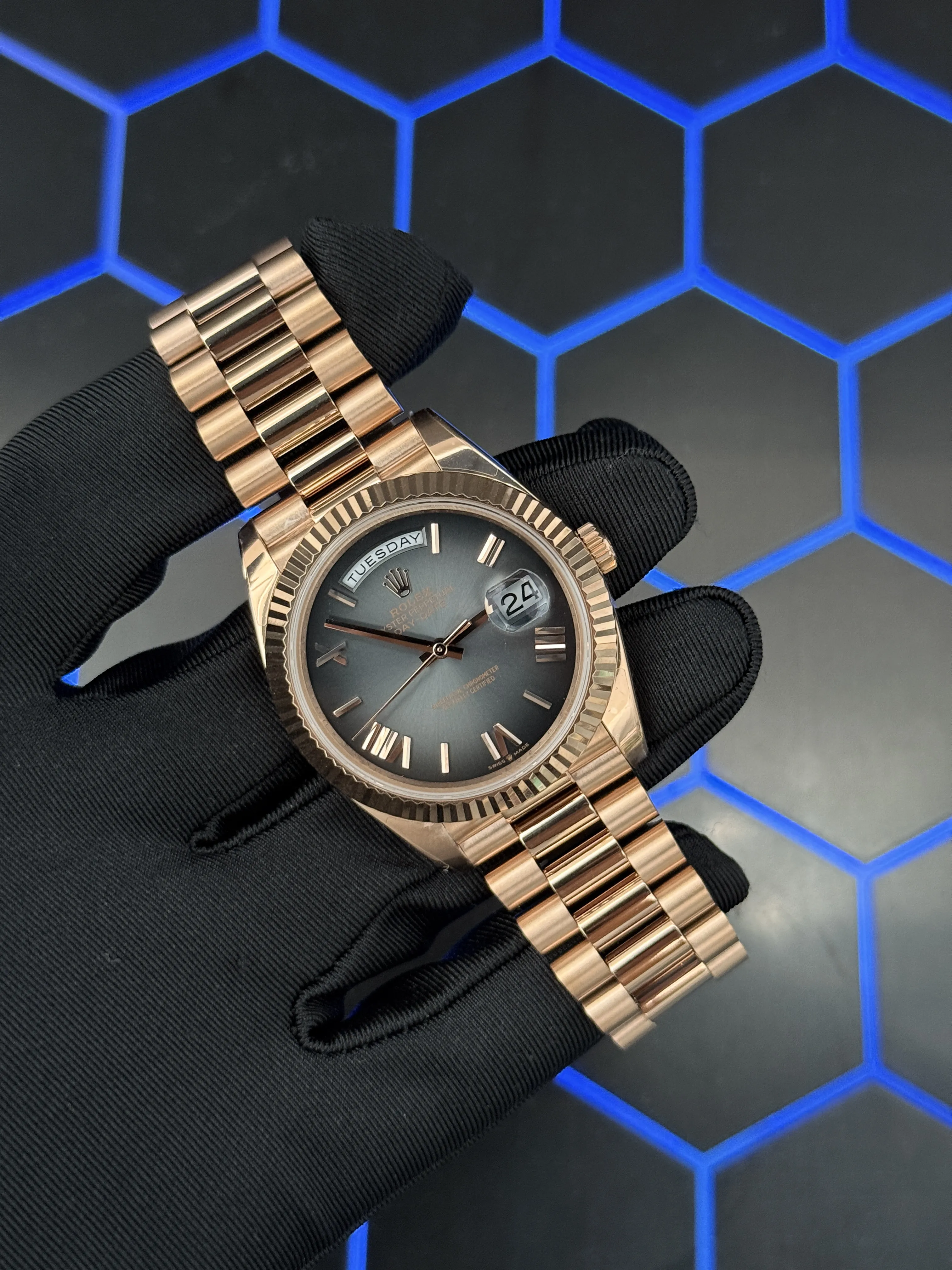 Rolex Day-Date 40-Style Rose-Gold-Tone Slate Roman Dial Watch D438819471 — view 2