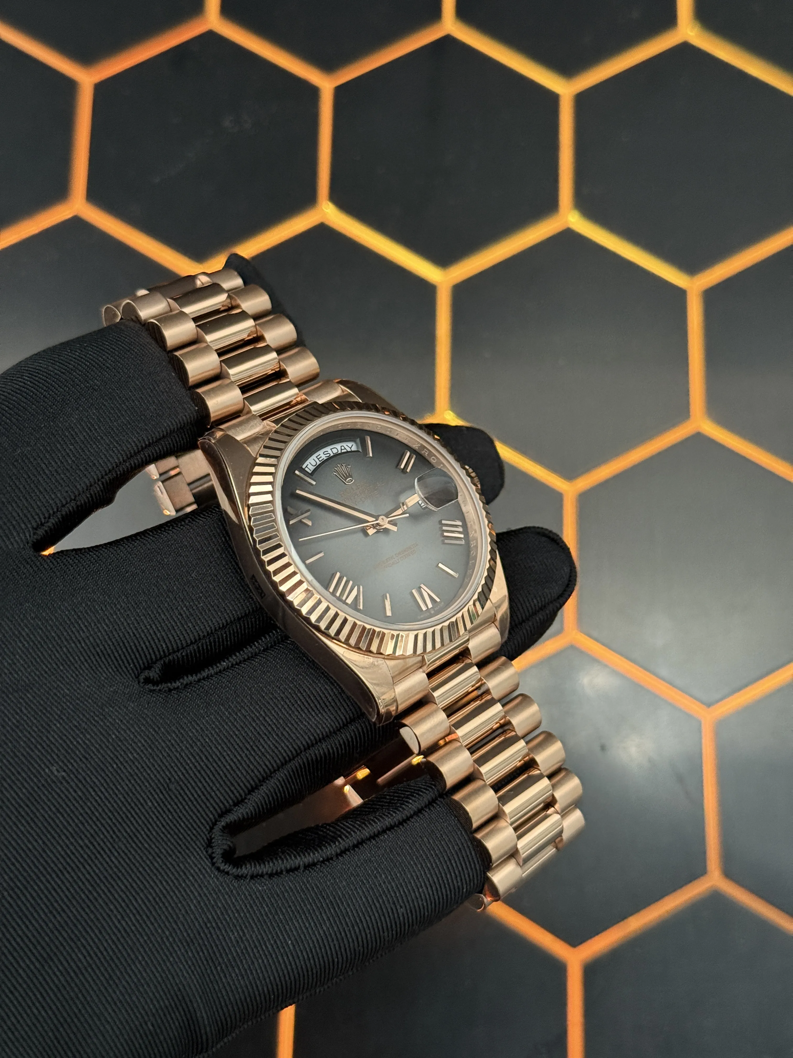 Rolex Day-Date 40-Style Rose-Gold-Tone Slate Roman Dial Watch D438819471 — view 3