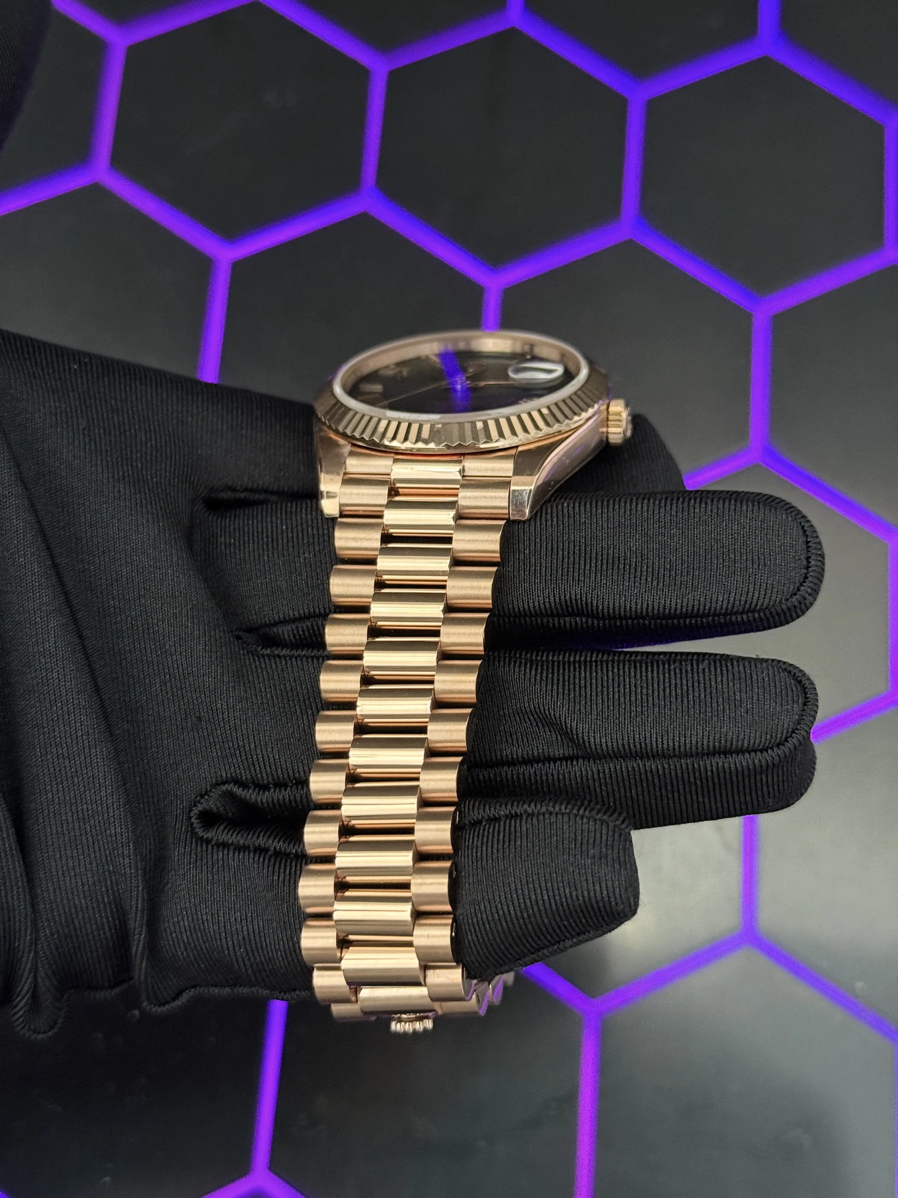 Rolex Day-Date 40-Style Rose-Gold-Tone Slate Roman Dial Watch D438819471 — view 8