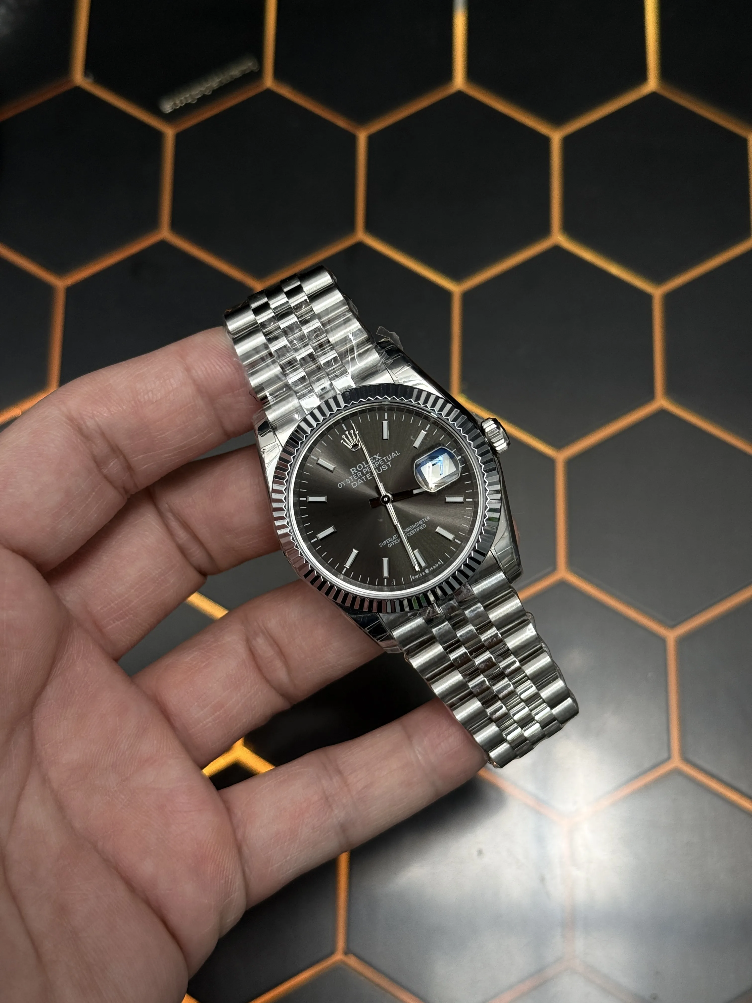 Rolex Datejust-Style Silver-Tone Slate Dial Jubilee Watch D371319472 — view 2