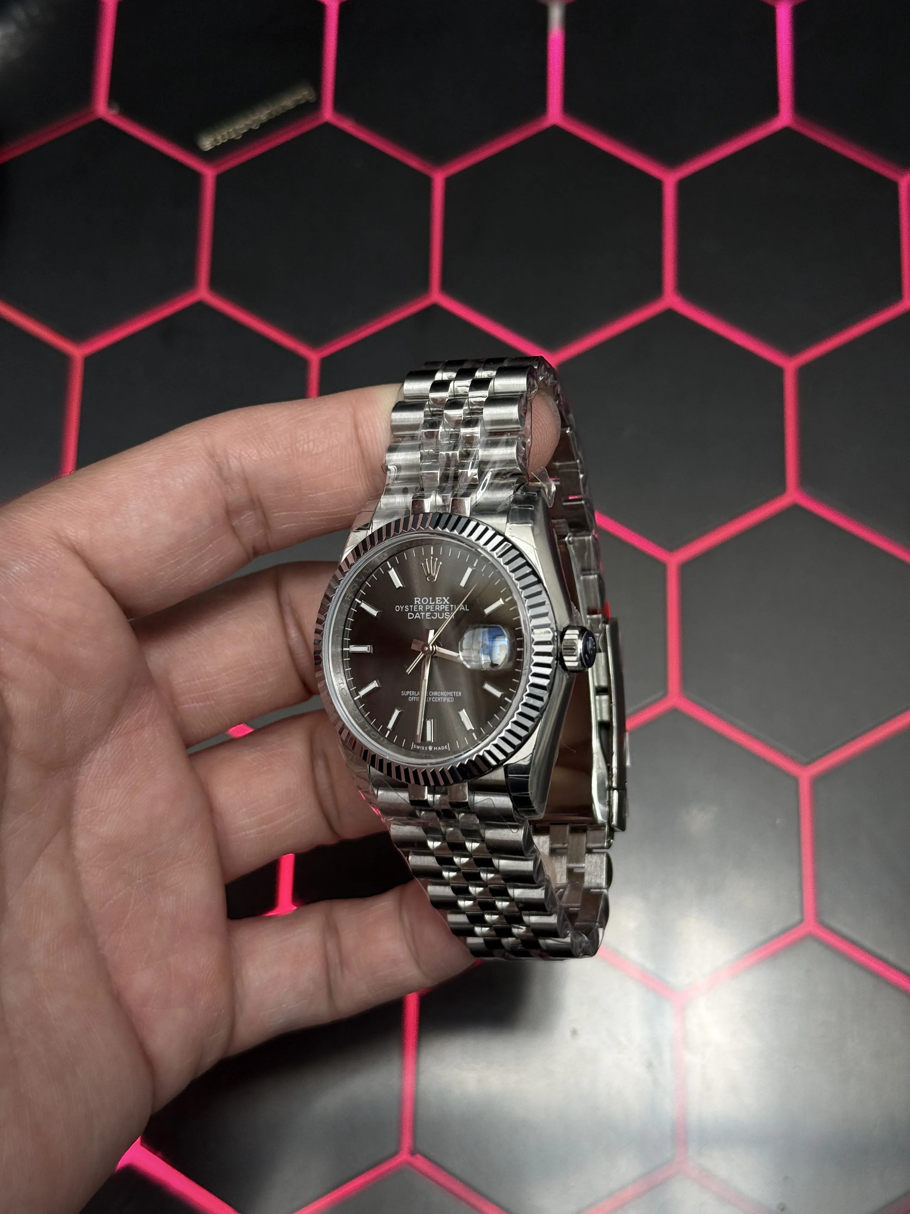 Rolex Datejust-Style Silver-Tone Slate Dial Jubilee Watch D371319472 — view 4