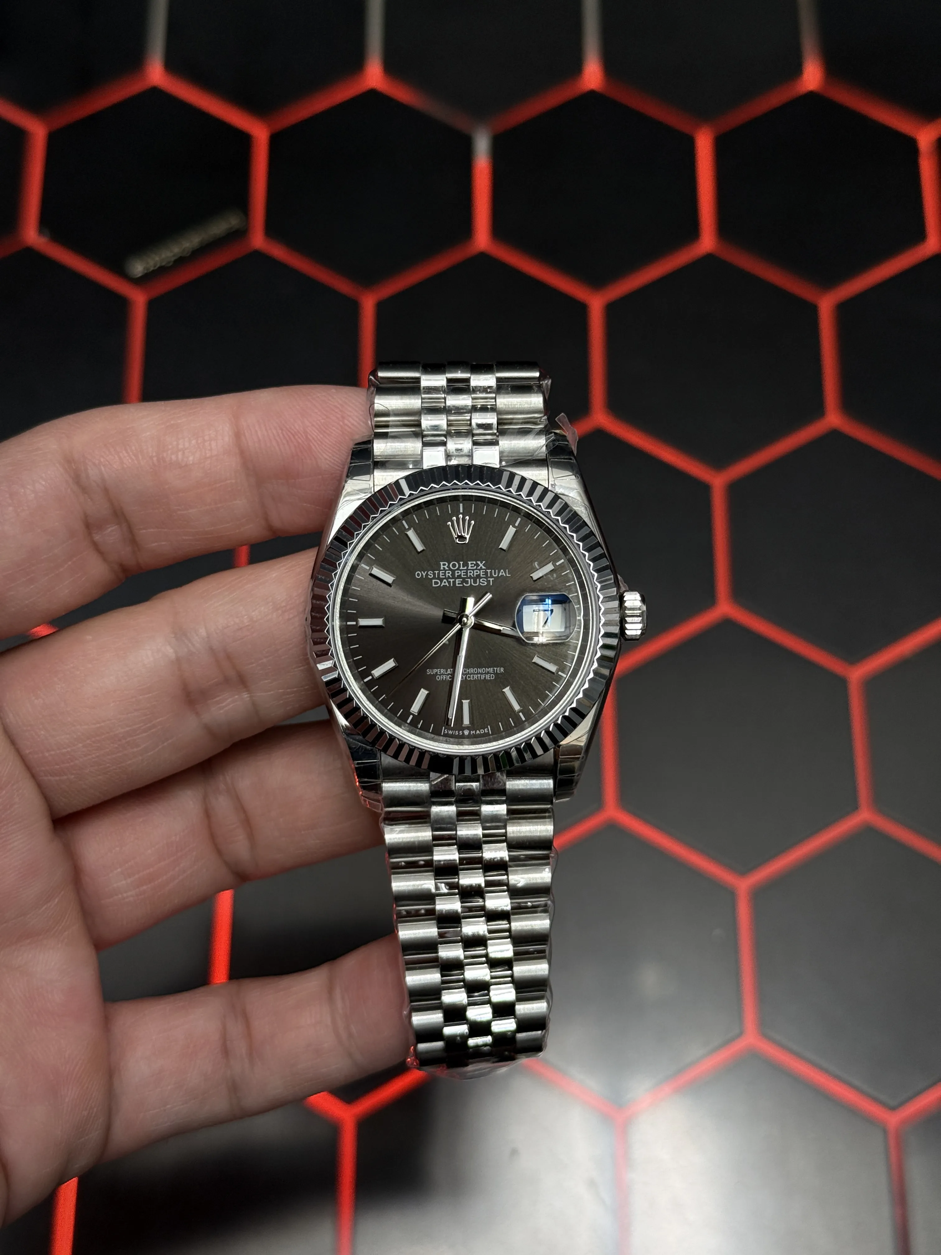 Rolex Datejust-Style Silver-Tone Slate Dial Jubilee Watch D371319472 — view 8