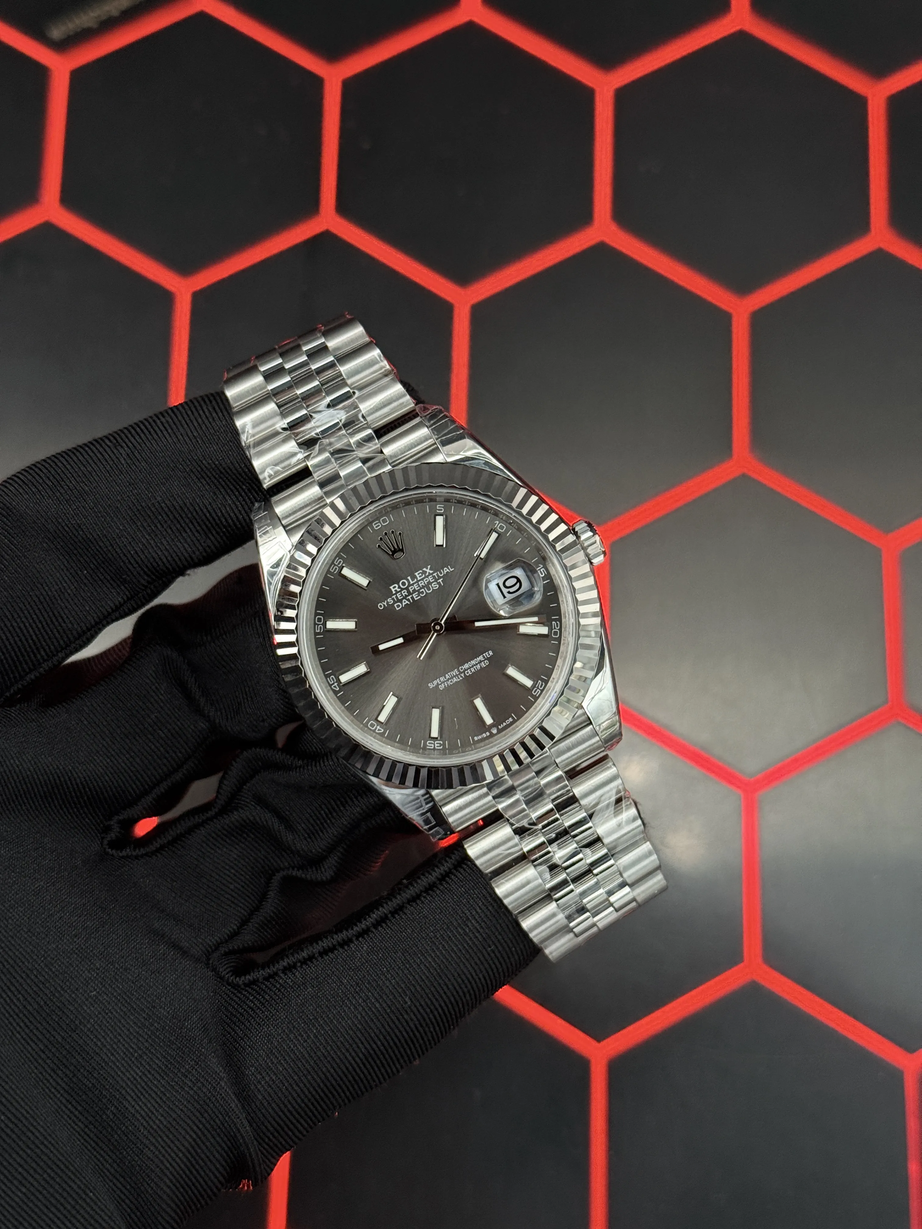 Rolex Datejust 41-Style Silver-Tone Charcoal Dial Jubilee Watch D391519473 — view 2