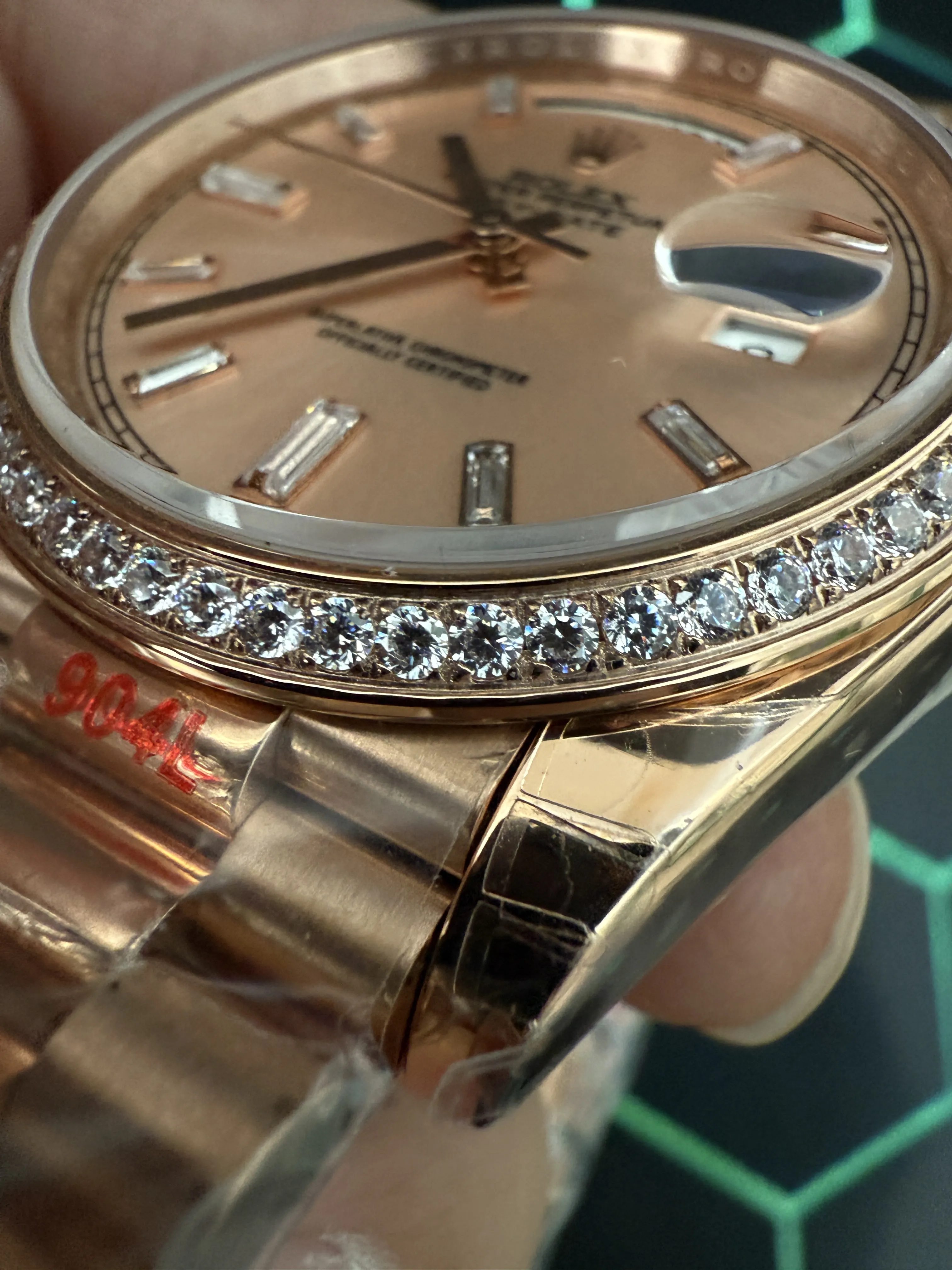 Rolex Day-Date 40-Style Rose-Gold-Tone Baguette Dial Watch D459019478 — view 7