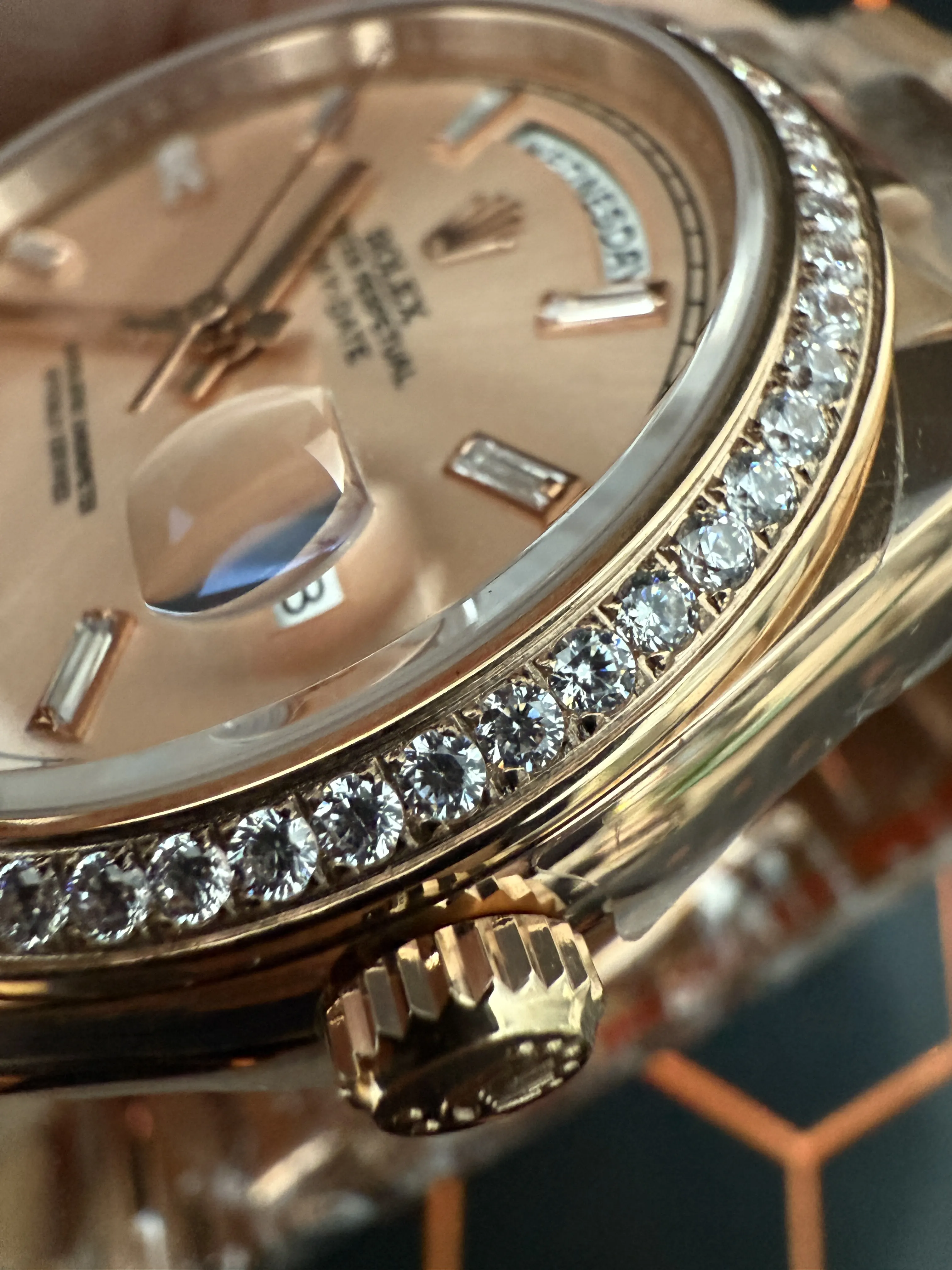 Rolex Day-Date 40-Style Rose-Gold-Tone Baguette Dial Watch D459019478 — view 8