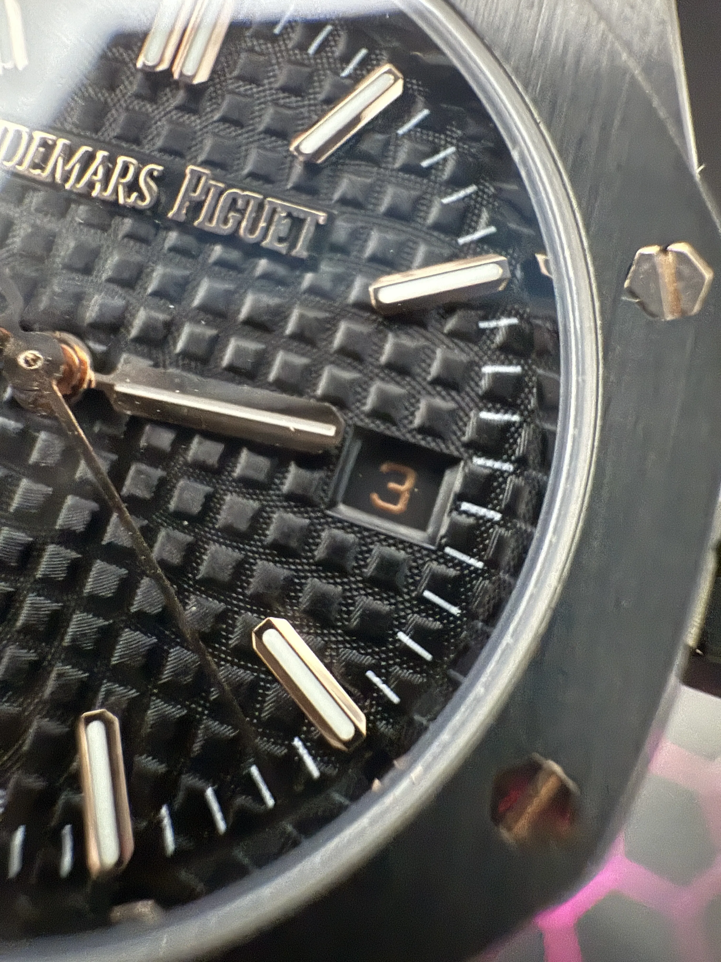AP Royal Oak-Style Black Ceramic-Look Rose-Gold-Accent Watch D438819479 — view 10