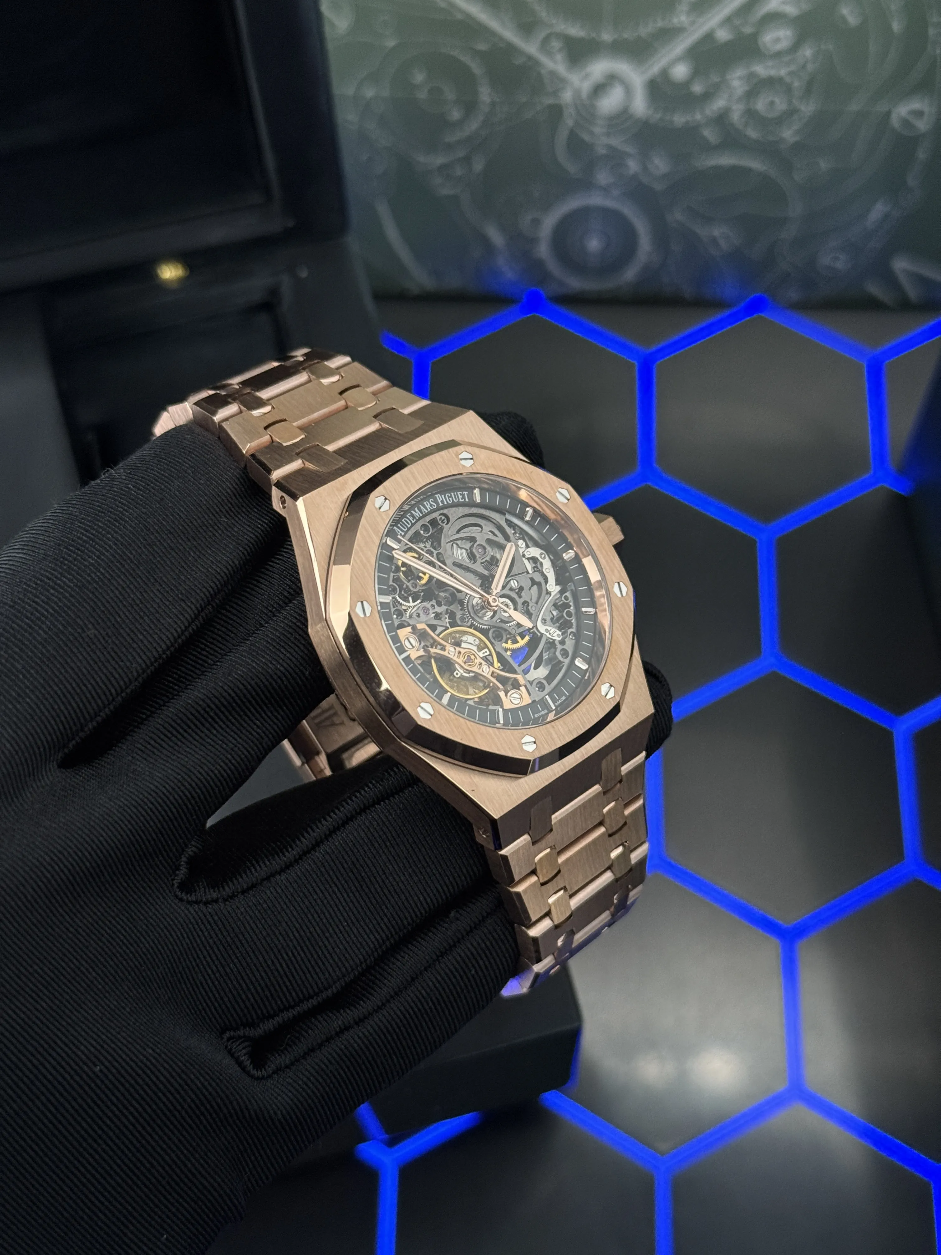 AP Royal Oak Openworked-Style Rose-Gold-Tone Skeleton Watch D465819480 — view 3