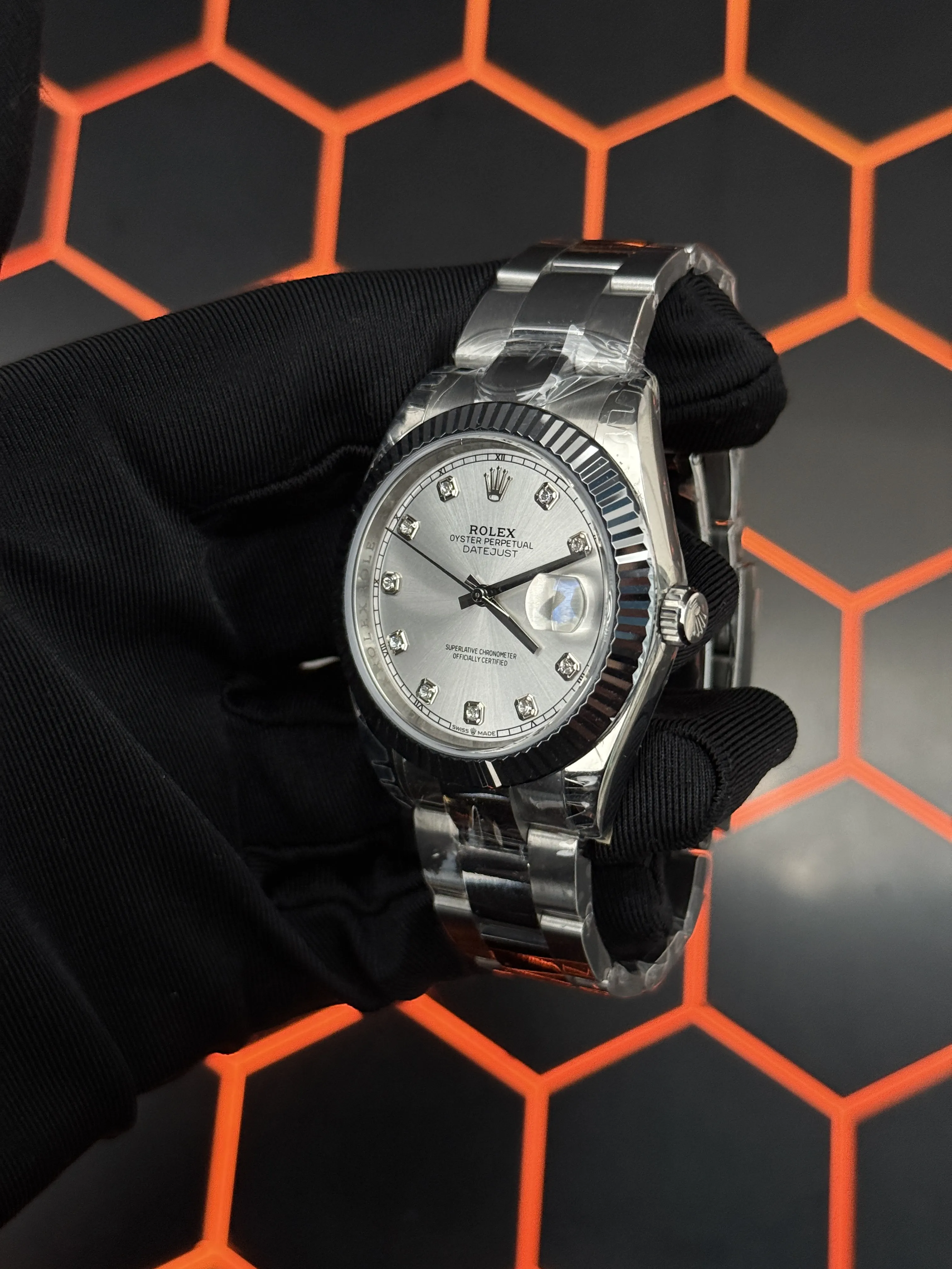 Rolex Datejust 41-Style Silver Diamond-Marker Oyster Watch D391519482 — view 4