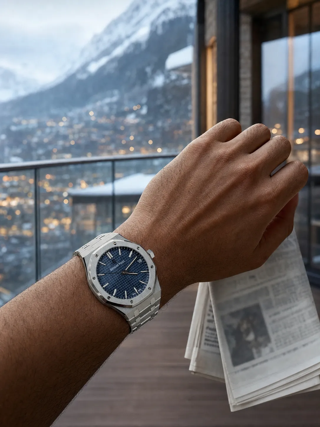 AP Royal Oak-Style Silver-Tone Blue Dial Watch D459019483