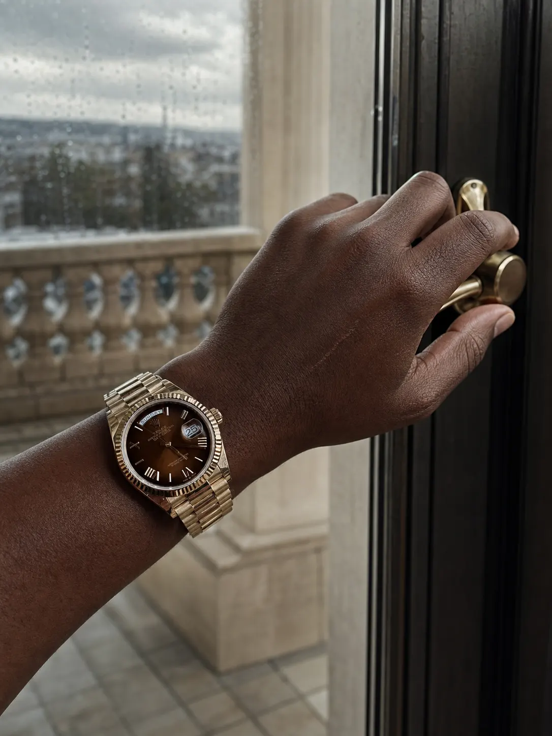 Rolex Day-Date 40-Style Rose-Gold-Tone Chocolate Roman Dial Watch D357819488
