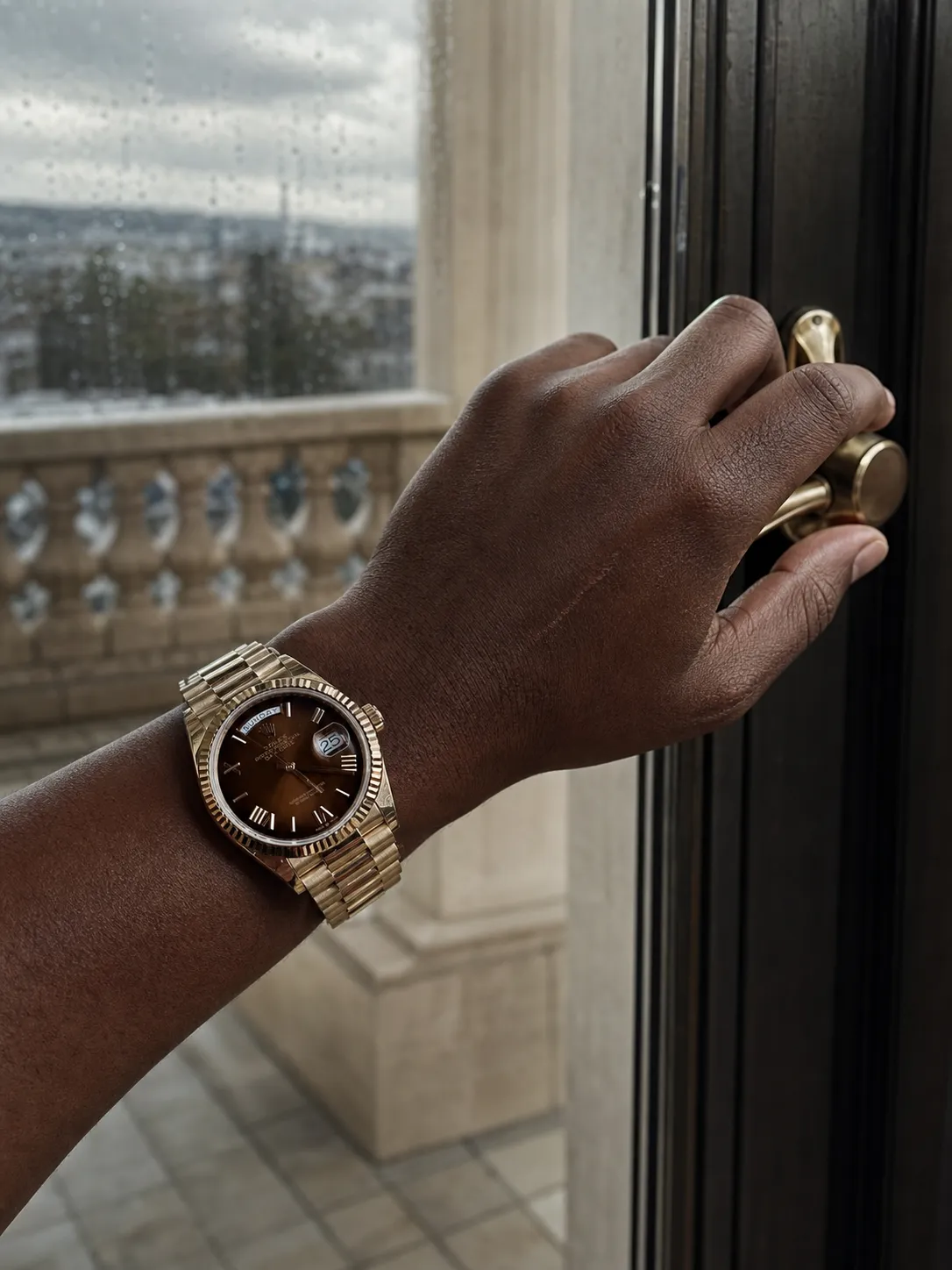Rolex Day-Date 40-Style Rose-Gold-Tone Chocolate Roman Dial Watch D357819488