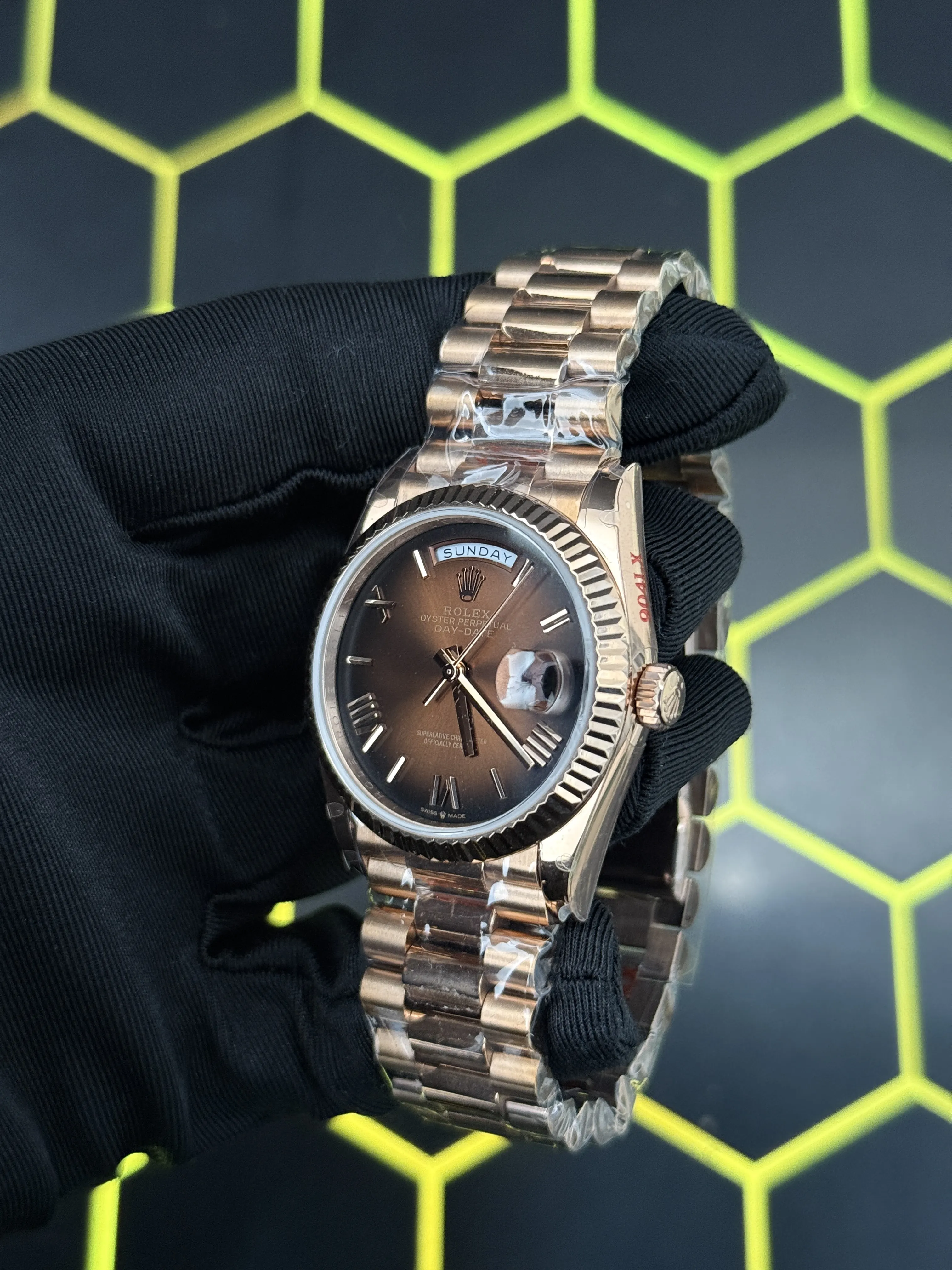 Rolex Day-Date 40-Style Rose-Gold-Tone Chocolate Roman Dial Watch D357819488 — view 4