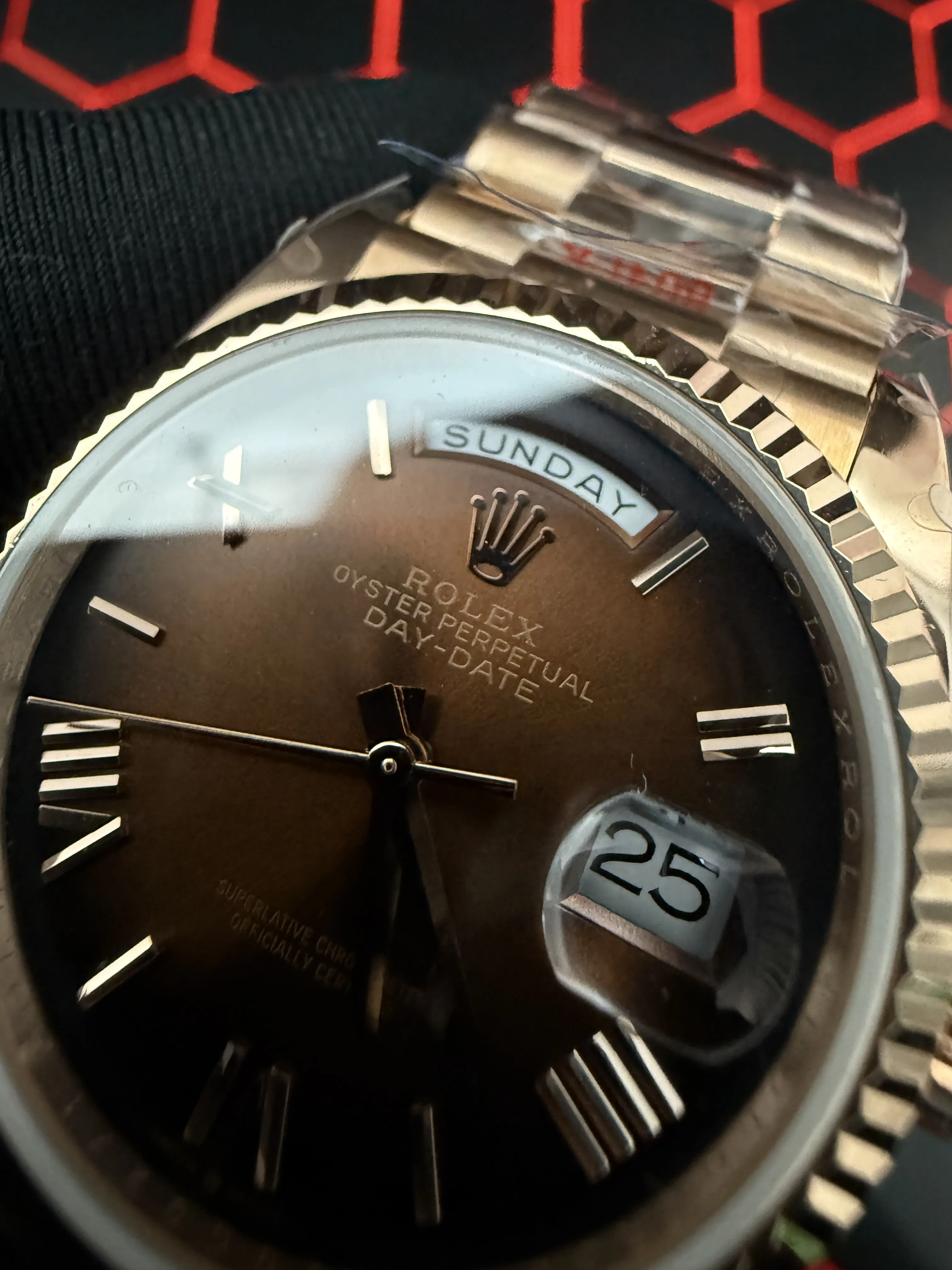 Rolex Day-Date 40-Style Rose-Gold-Tone Chocolate Roman Dial Watch D357819488 — view 10