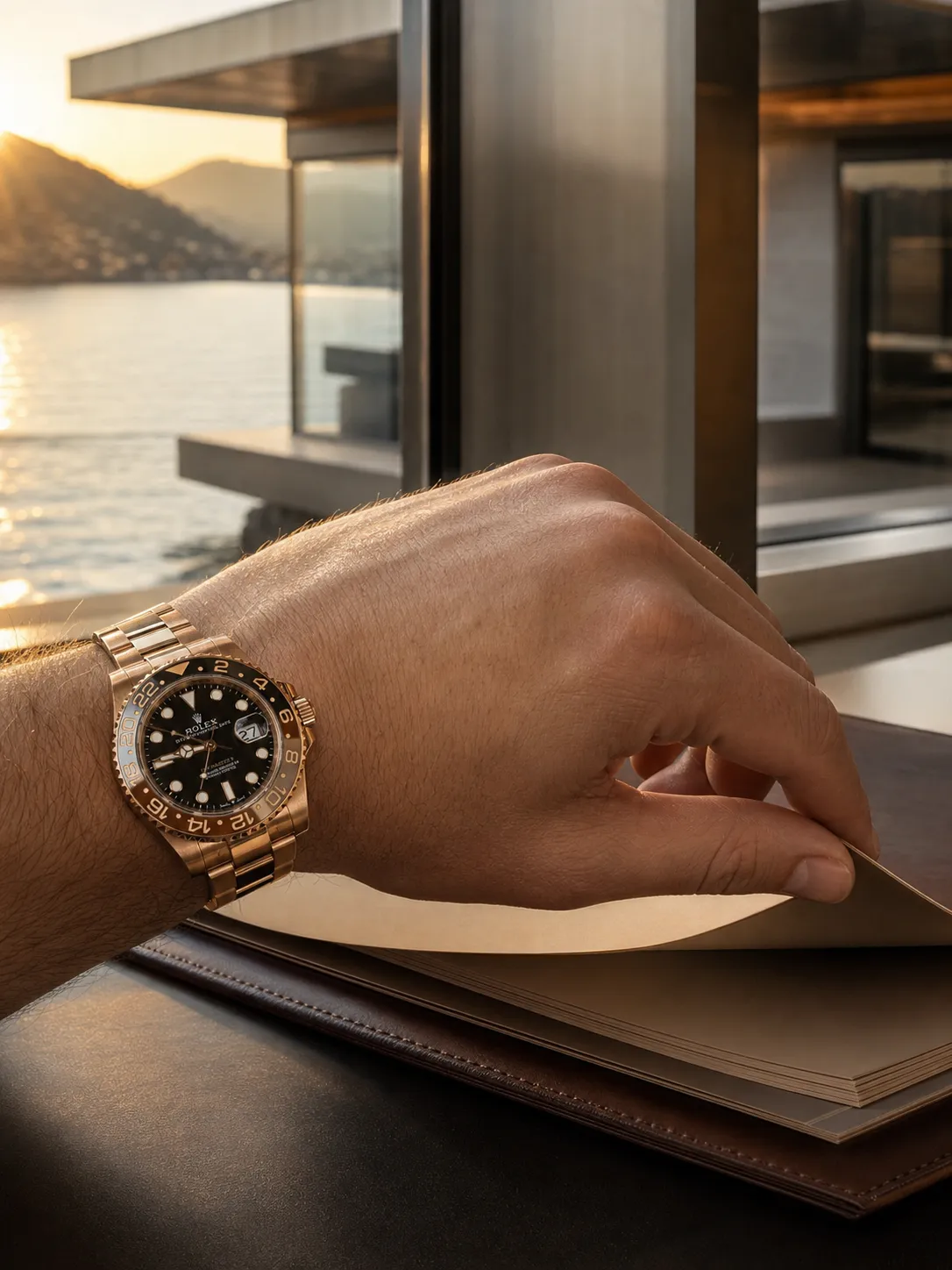 Rolex GMT-Master II-Style Rose-Gold-Tone Black Dial Watch D438819490