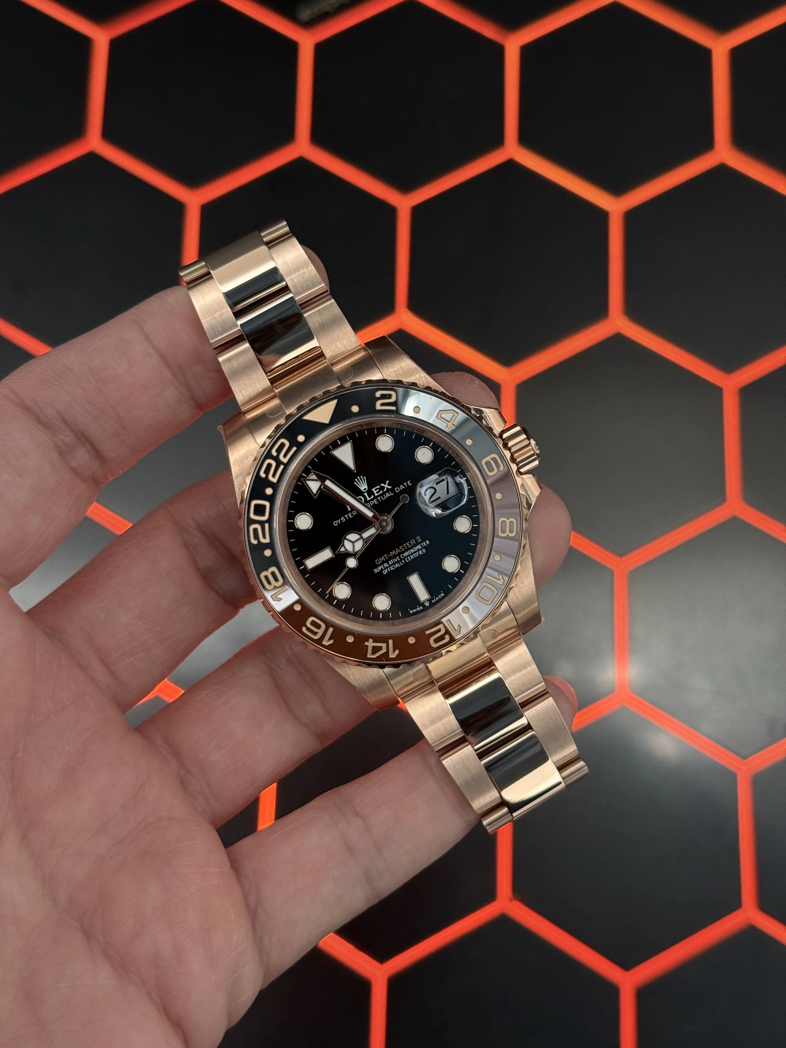 Rolex GMT-Master II-Style Rose-Gold-Tone Black Dial Watch D438819490 — view 4