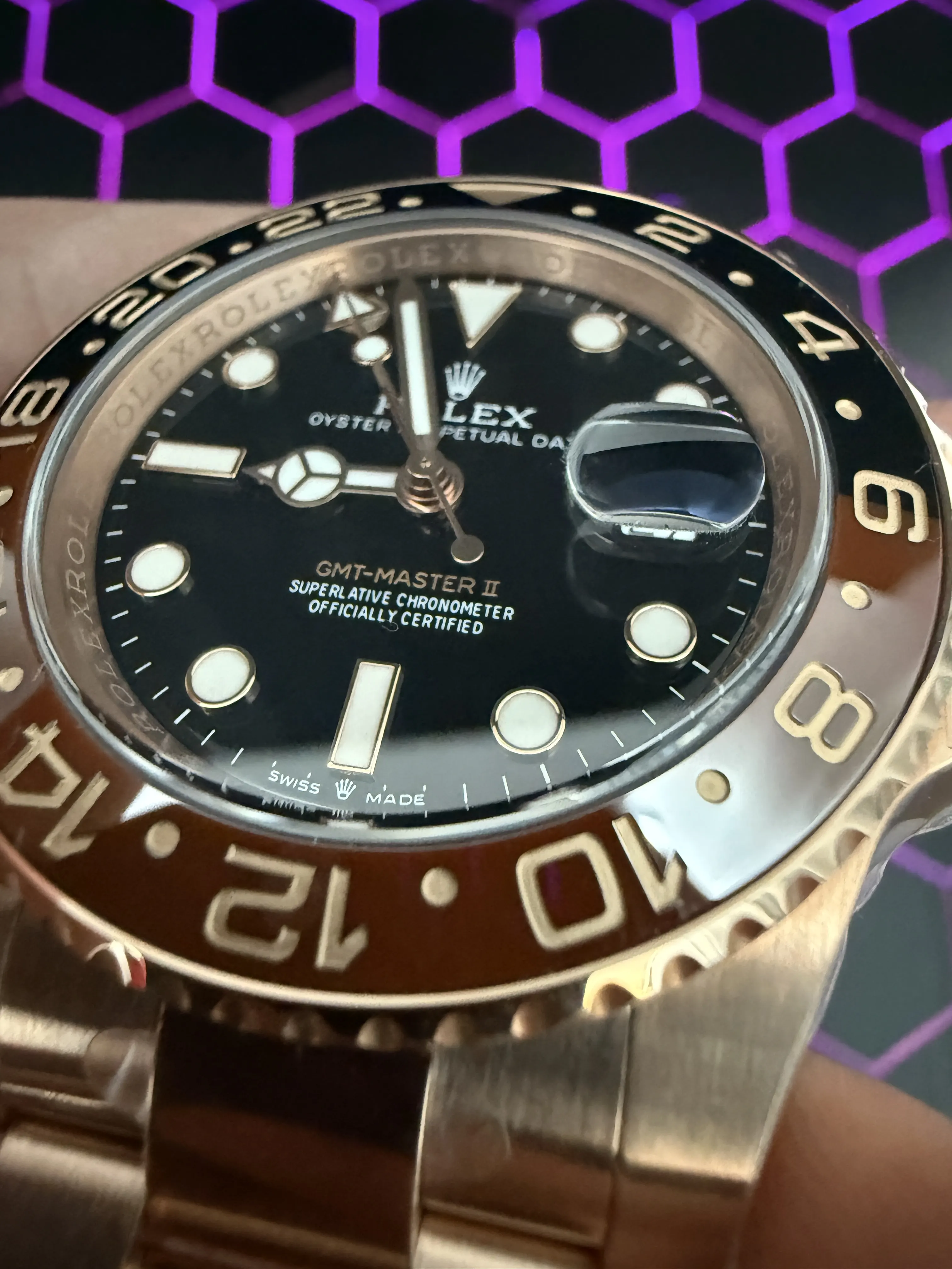 Rolex GMT-Master II-Style Rose-Gold-Tone Black Dial Watch D438819490 — view 12