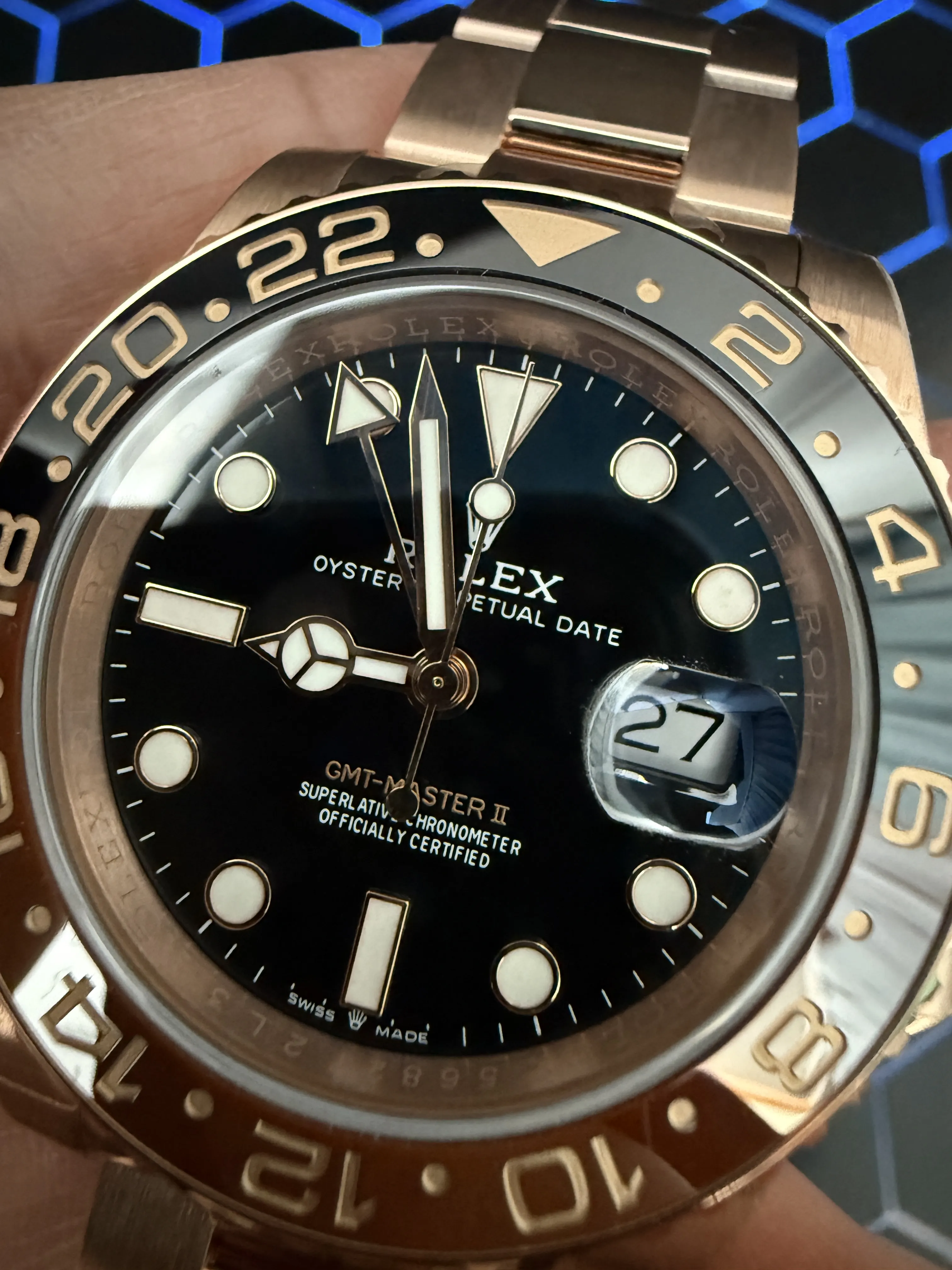 Rolex GMT-Master II-Style Rose-Gold-Tone Black Dial Watch D438819490 — view 13