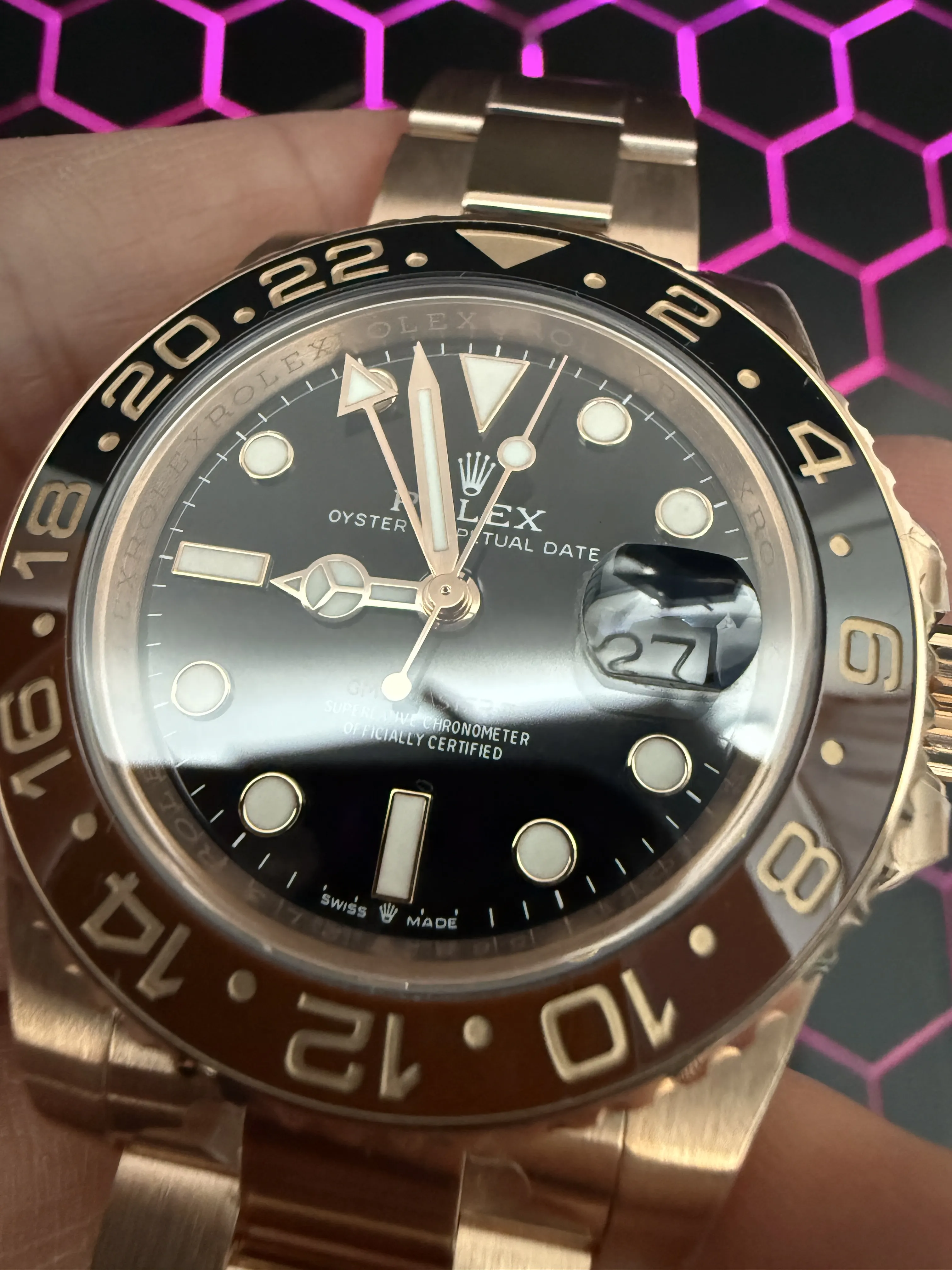 Rolex GMT-Master II-Style Rose-Gold-Tone Black Dial Watch D438819490 — view 14